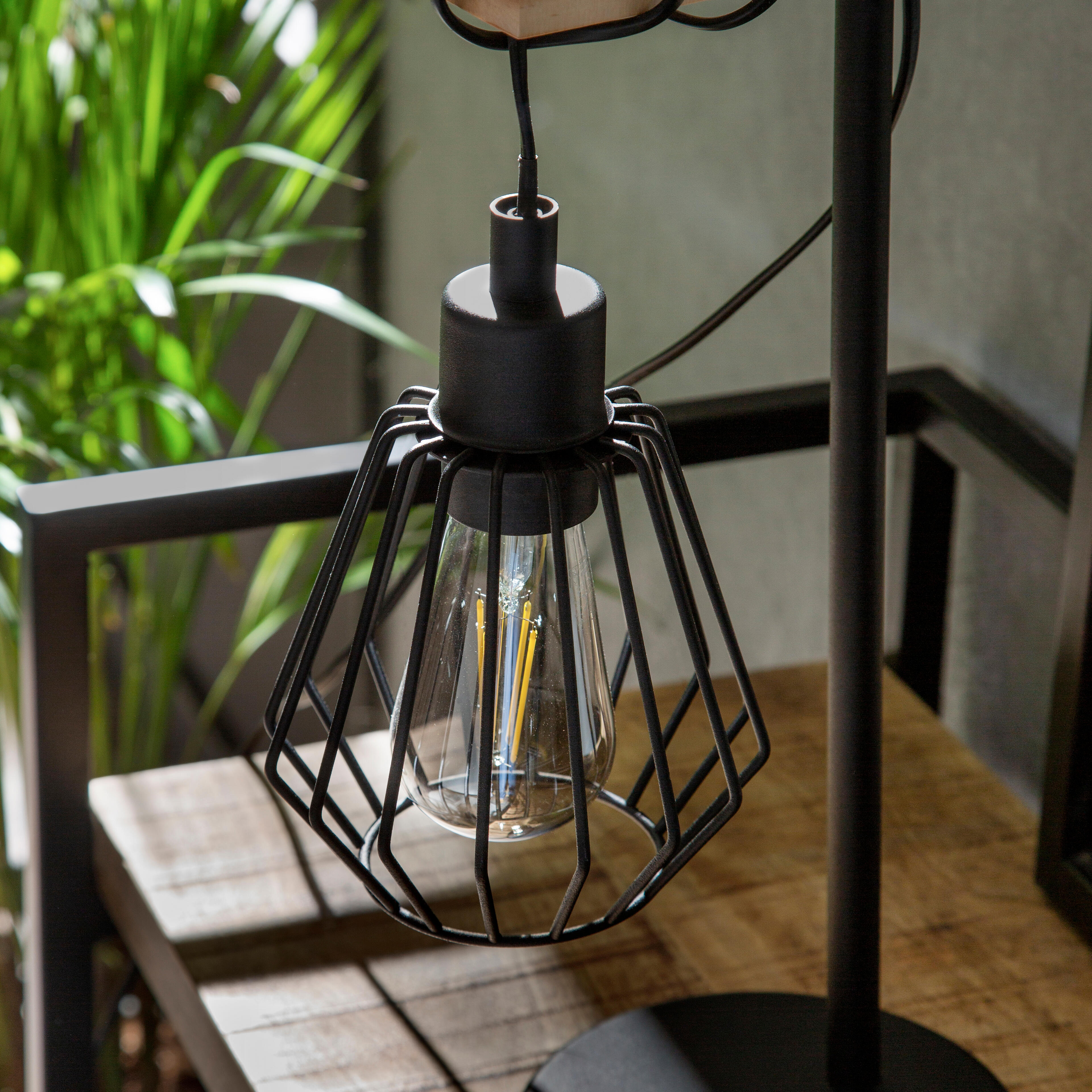 Candeeiro de mesa TABODI E27 METAL MATE PRETO/MADEIRA NATURAL - 7