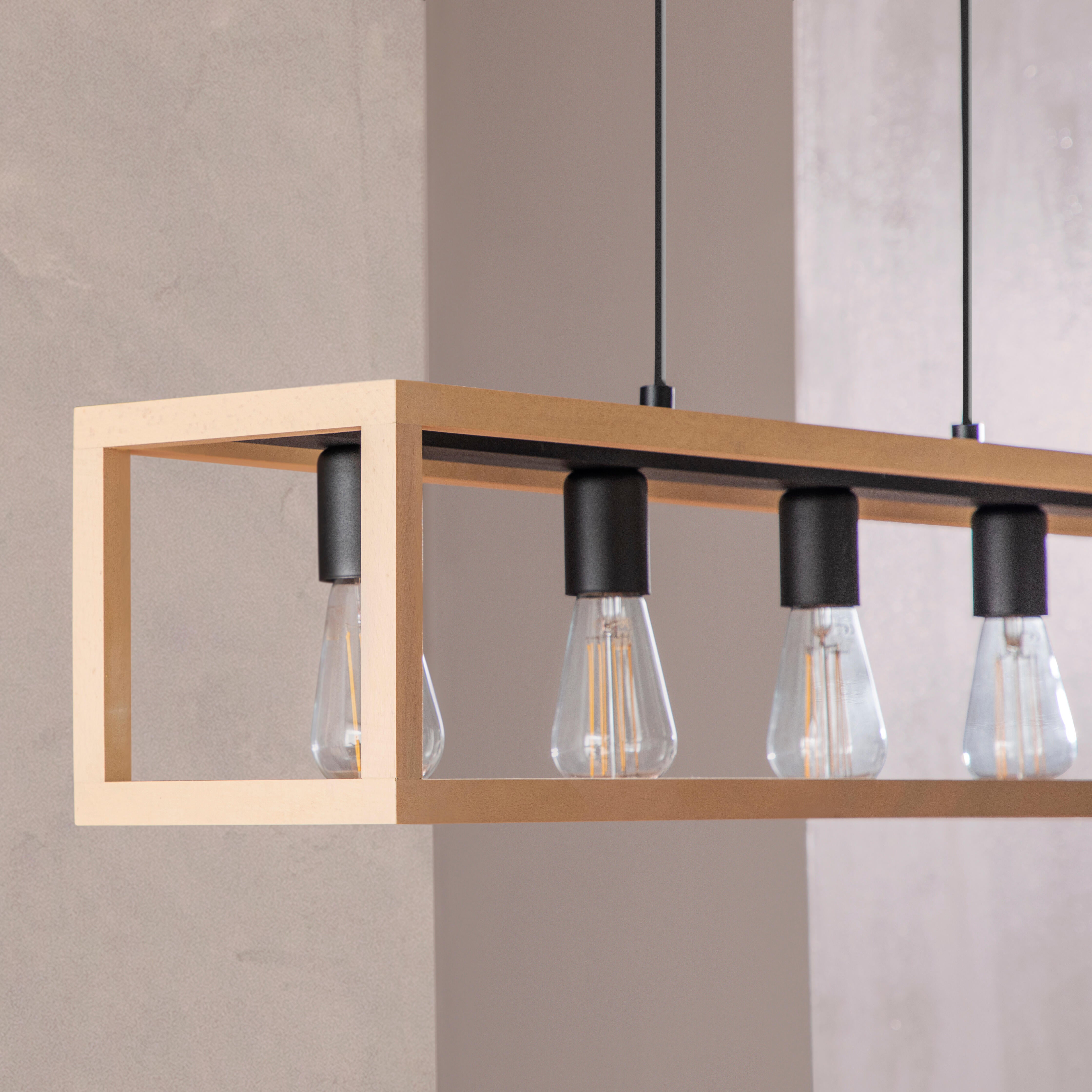 Lámpara de techo colgante de acero marrón y negro ø20 y 100 cm de ancho Elgort INSPIRE 5 luces E27. Altura máxima 110 cm - 14