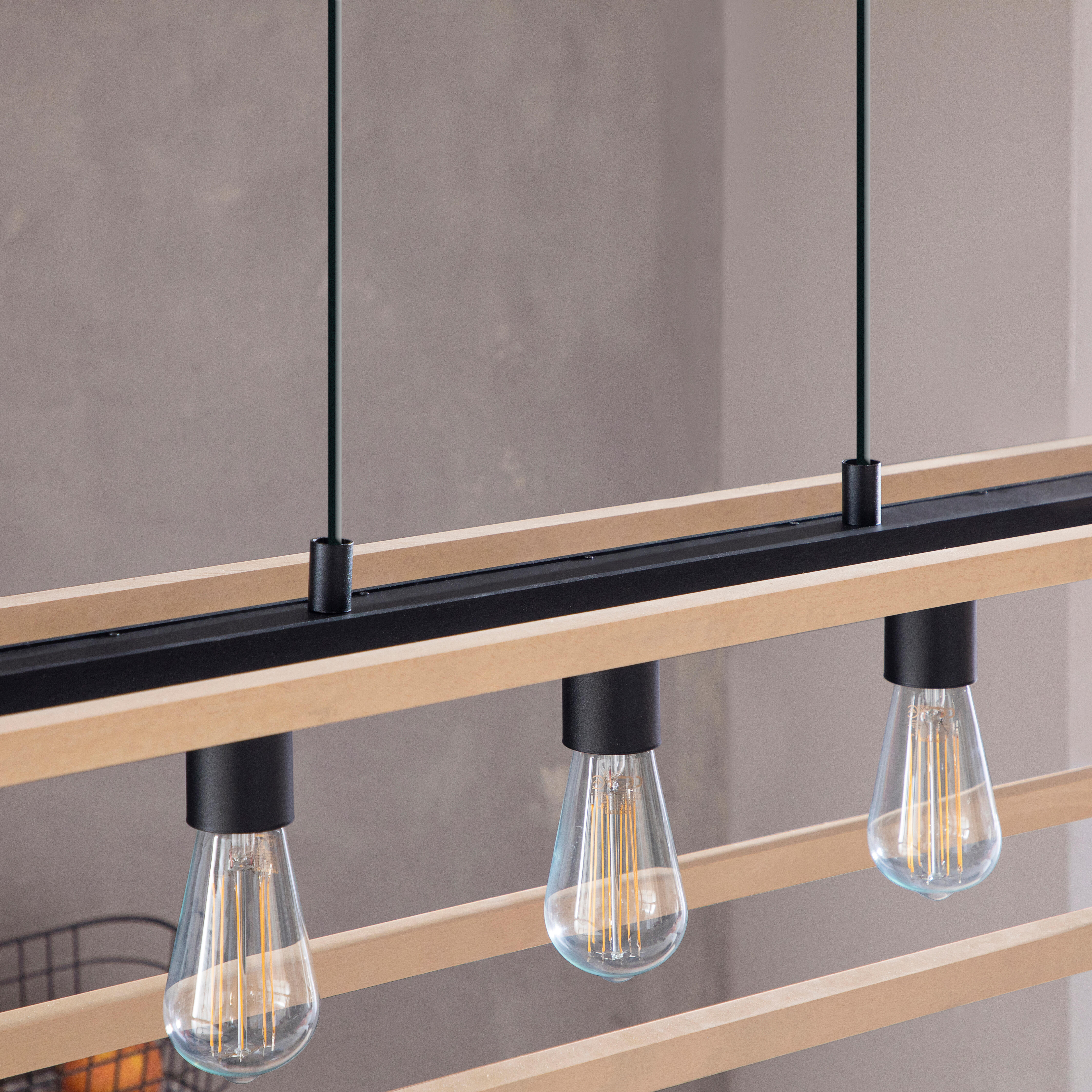 Lámpara de techo colgante de acero marrón y negro ø20 y 100 cm de ancho Elgort INSPIRE 5 luces E27. Altura máxima 110 cm - 13