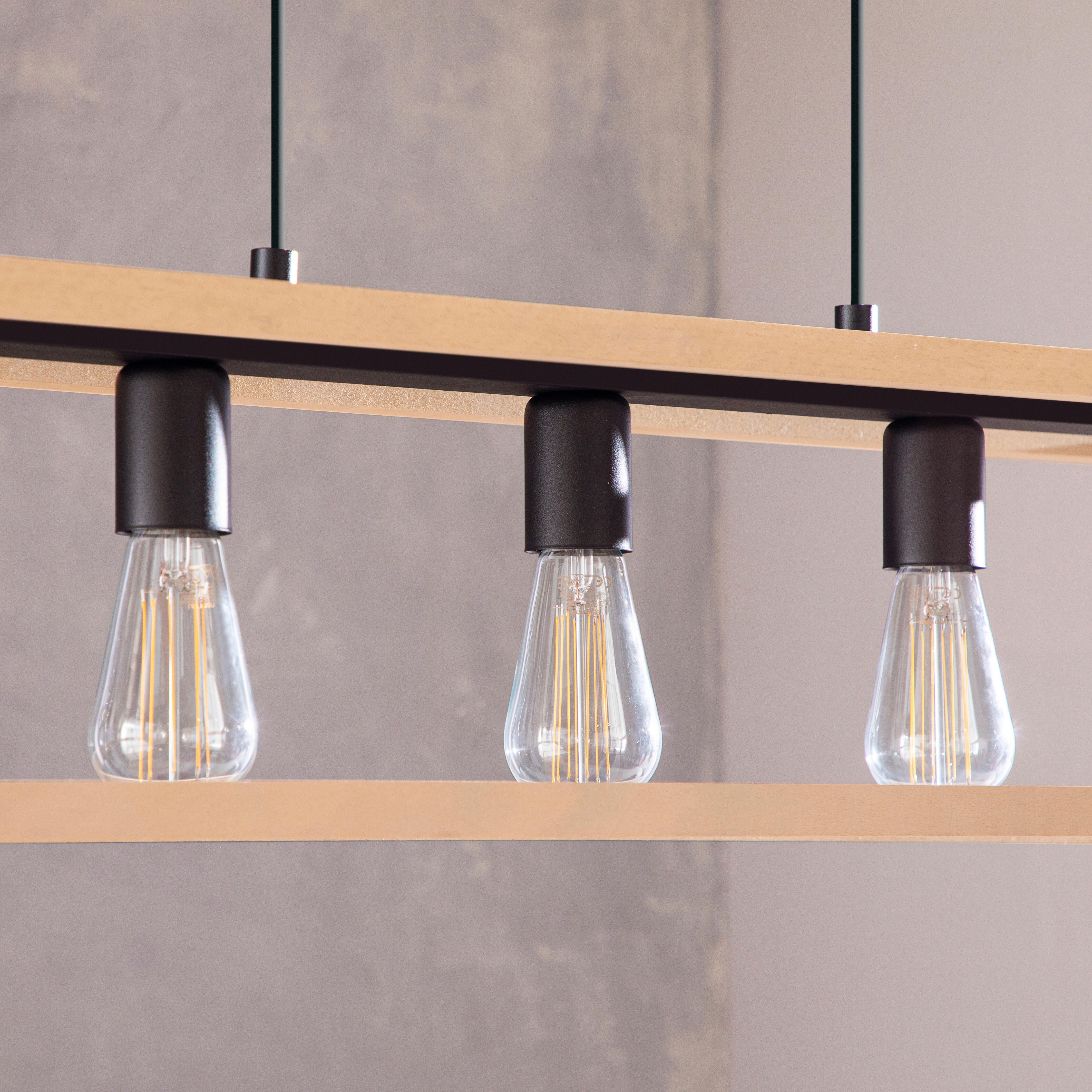 Lámpara de techo colgante de acero marrón y negro ø20 y 100 cm de ancho Elgort INSPIRE 5 luces E27. Altura máxima 110 cm - 12