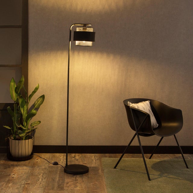 Lámpara de pie INSPIRE Ottomane 1 luz E27 negro/metal 160.5 cm de alto