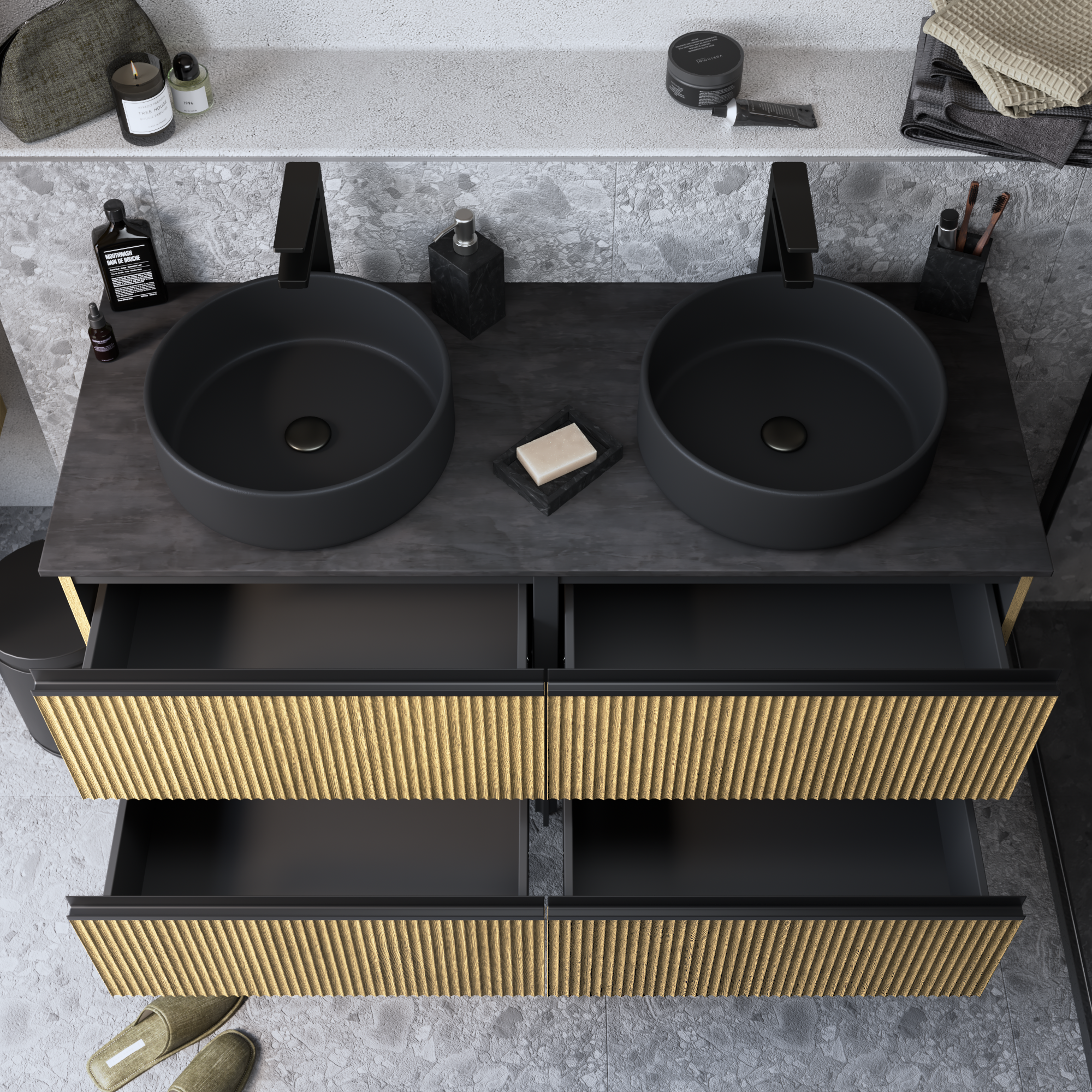 Rallonge 2t l.60 x H.58.8 x P.48.1 cm imit chêne strié Studio - 7