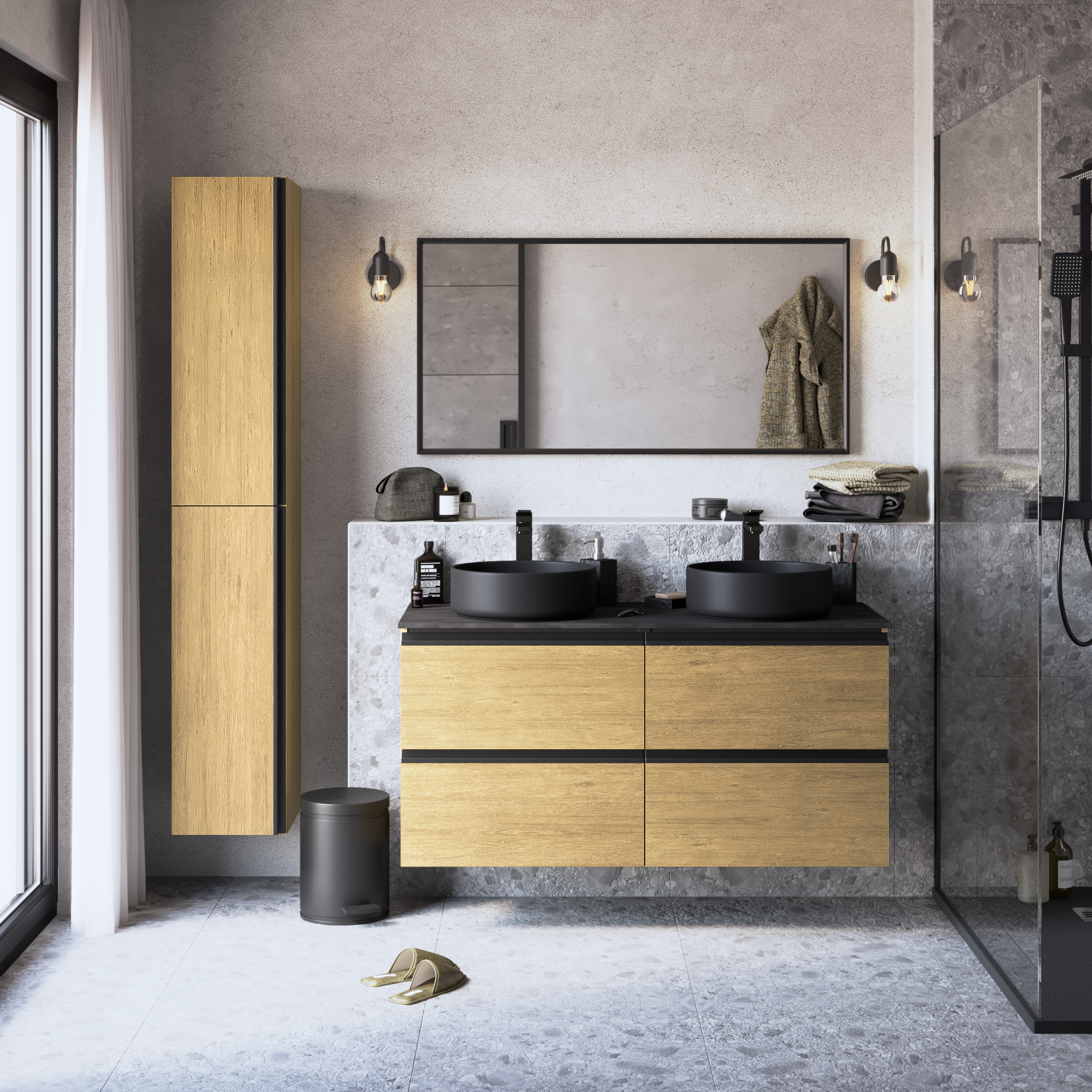 Mueble de baño con lavabo studio roble 120x48 cm