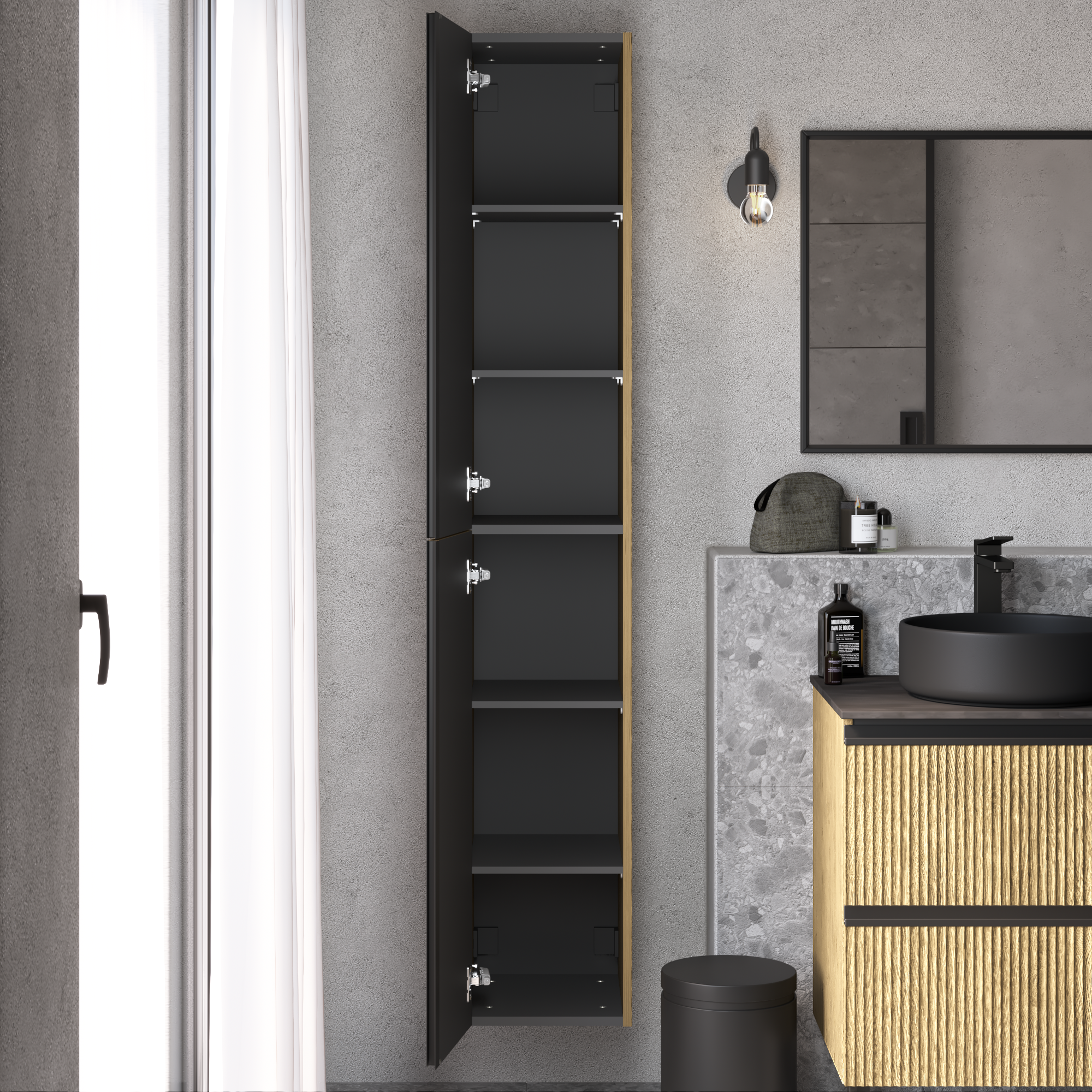 Móvel alto suspenso 30 x 35 173 cm carvalho ripado sensea studio - 23