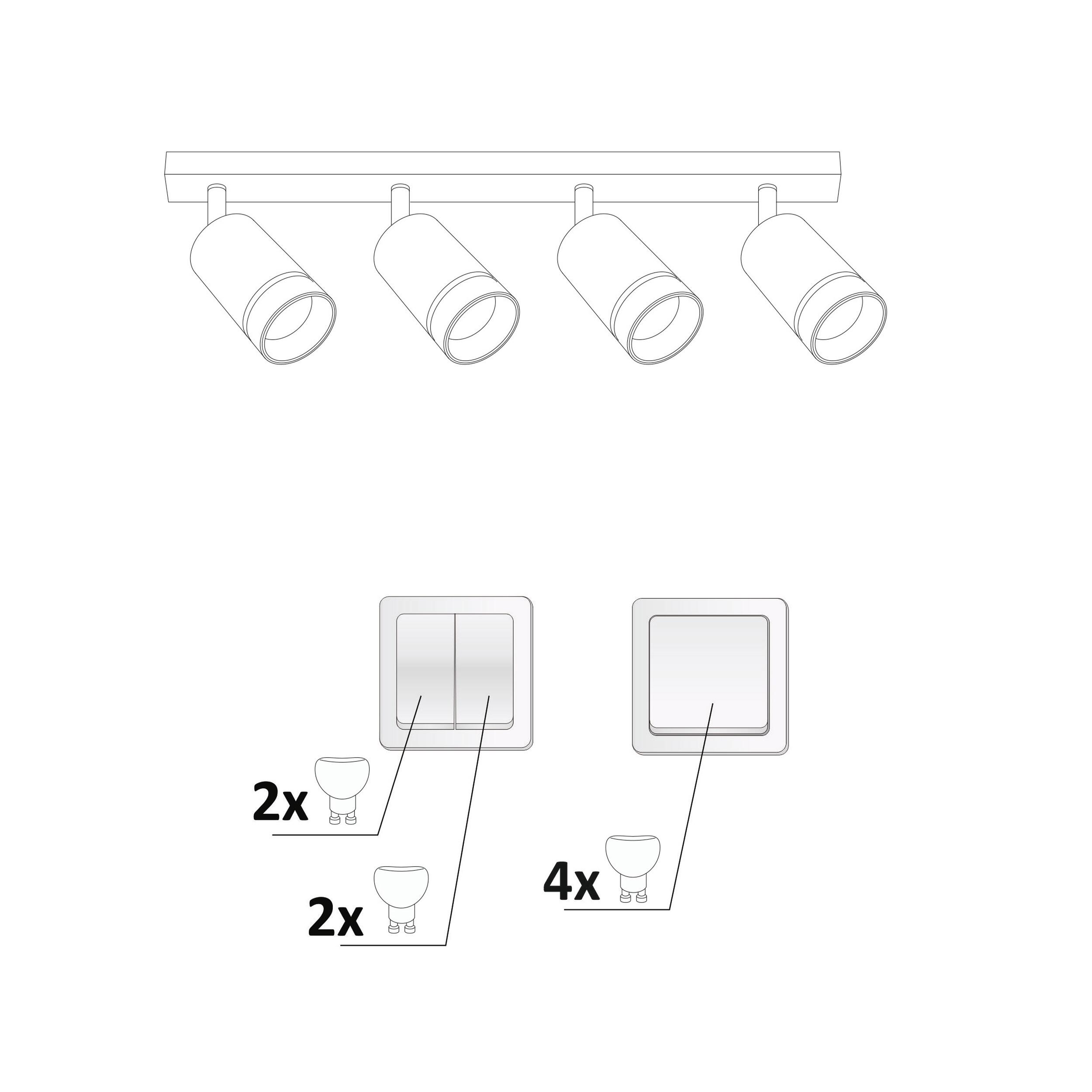 Listwa reflektorowa Paris czarna 4 x GU10 Goldlux - 4
