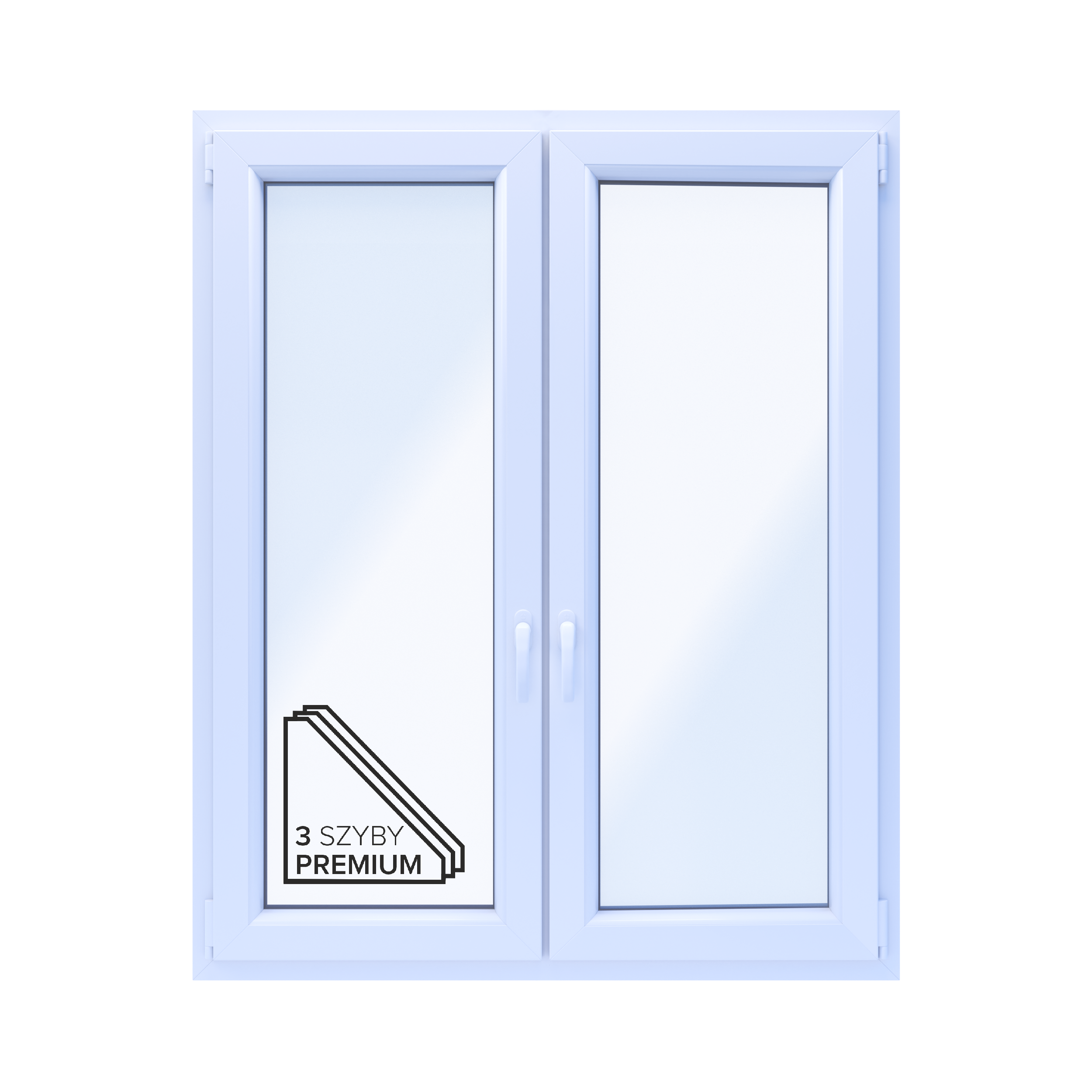 Okno PCV 3-szybowe fasadowe 85/O32S białe 1165x1435 mm otwierane do wewnątrz prawe