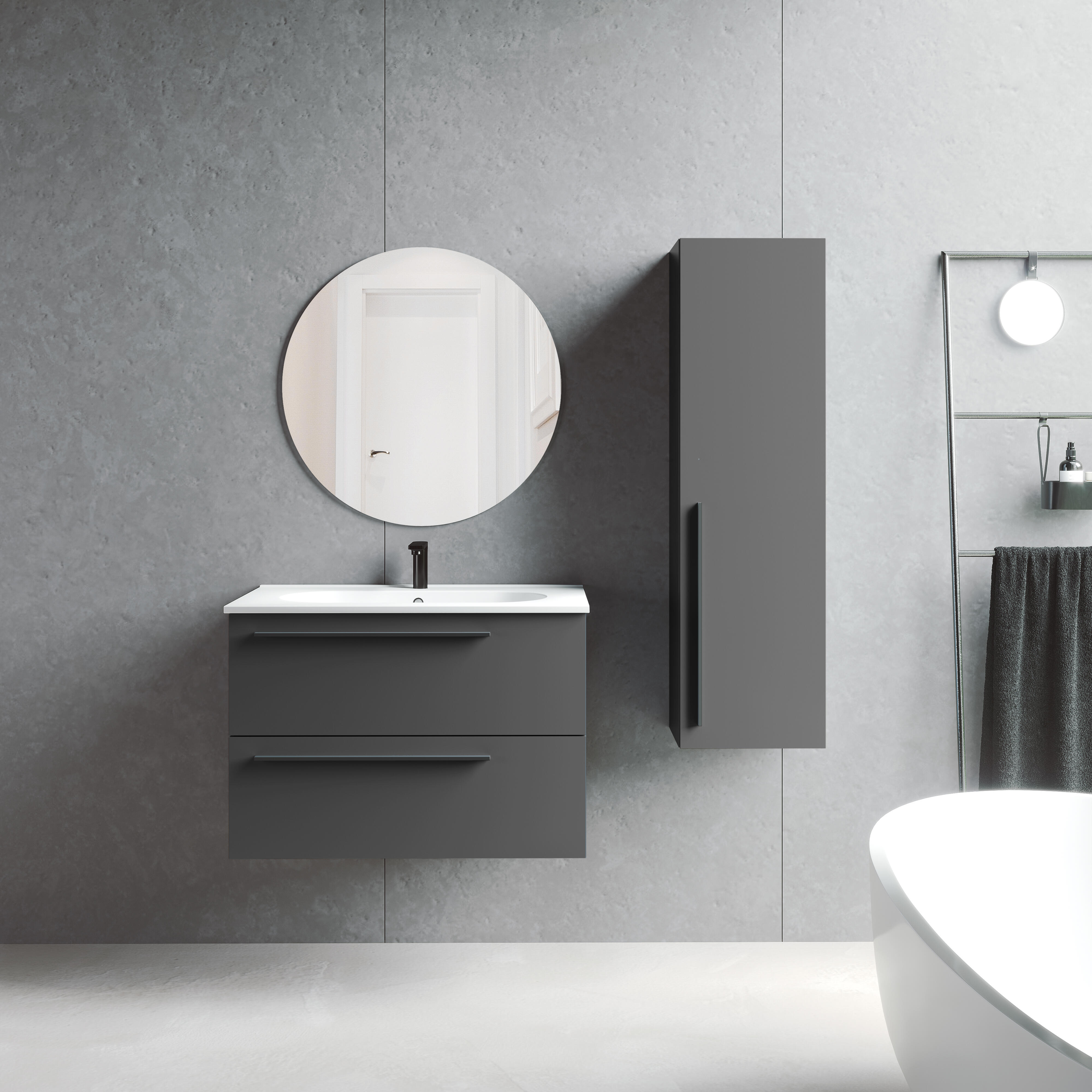 Mueble de baño con lavabo mía antracita mate 80x40 cm