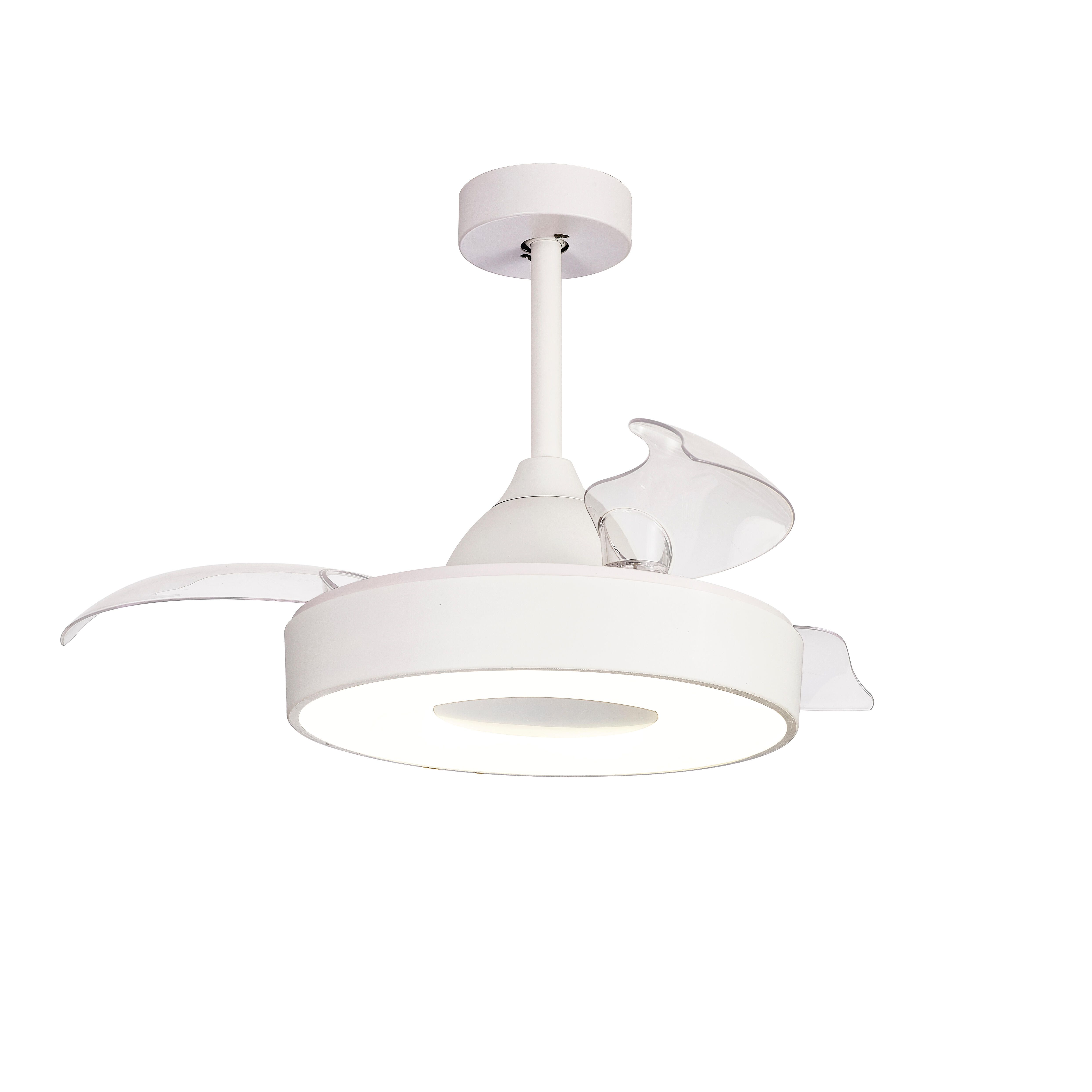 Ventilador de techo retráctil con luz silencioso dc con mando y app coin mini blanco ø90.7 cm invierno/verano color luz regulable