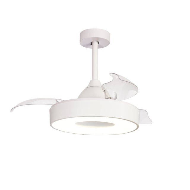 Ventilador de techo con luz silencioso DC 25W con mando WiFi/APP ø90.7 cm Coin MANTRA blanco luz CCT 3 aspas retráctiles tipo lámpara| 8 velocidades| modo verano/invierno| brisa| recomendado para <13m²