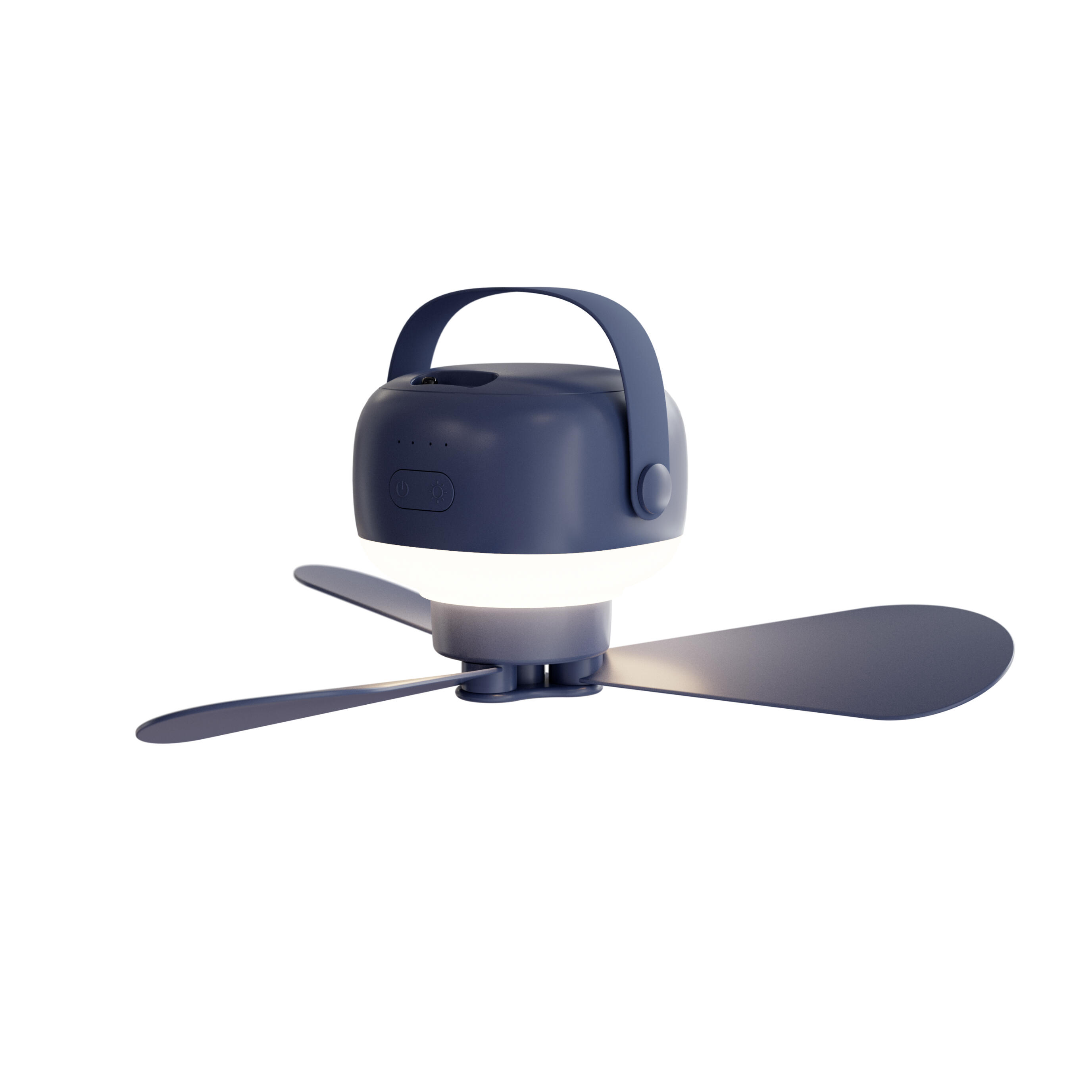 Ventilador de techo con luz portátil silencioso dc sulion camp azul 26 cm
