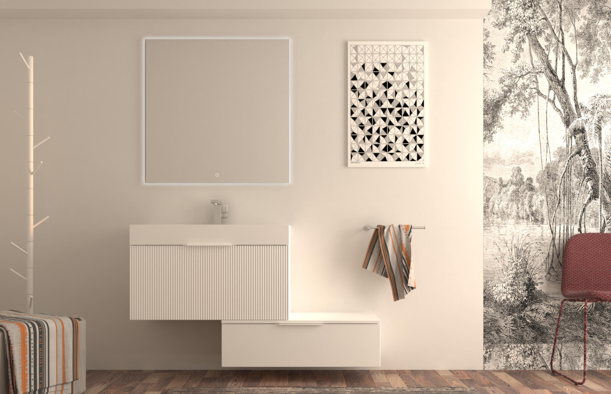 Lavabo a incasso rettangolare Modula H 11.5 cm in resina bianco - 11
