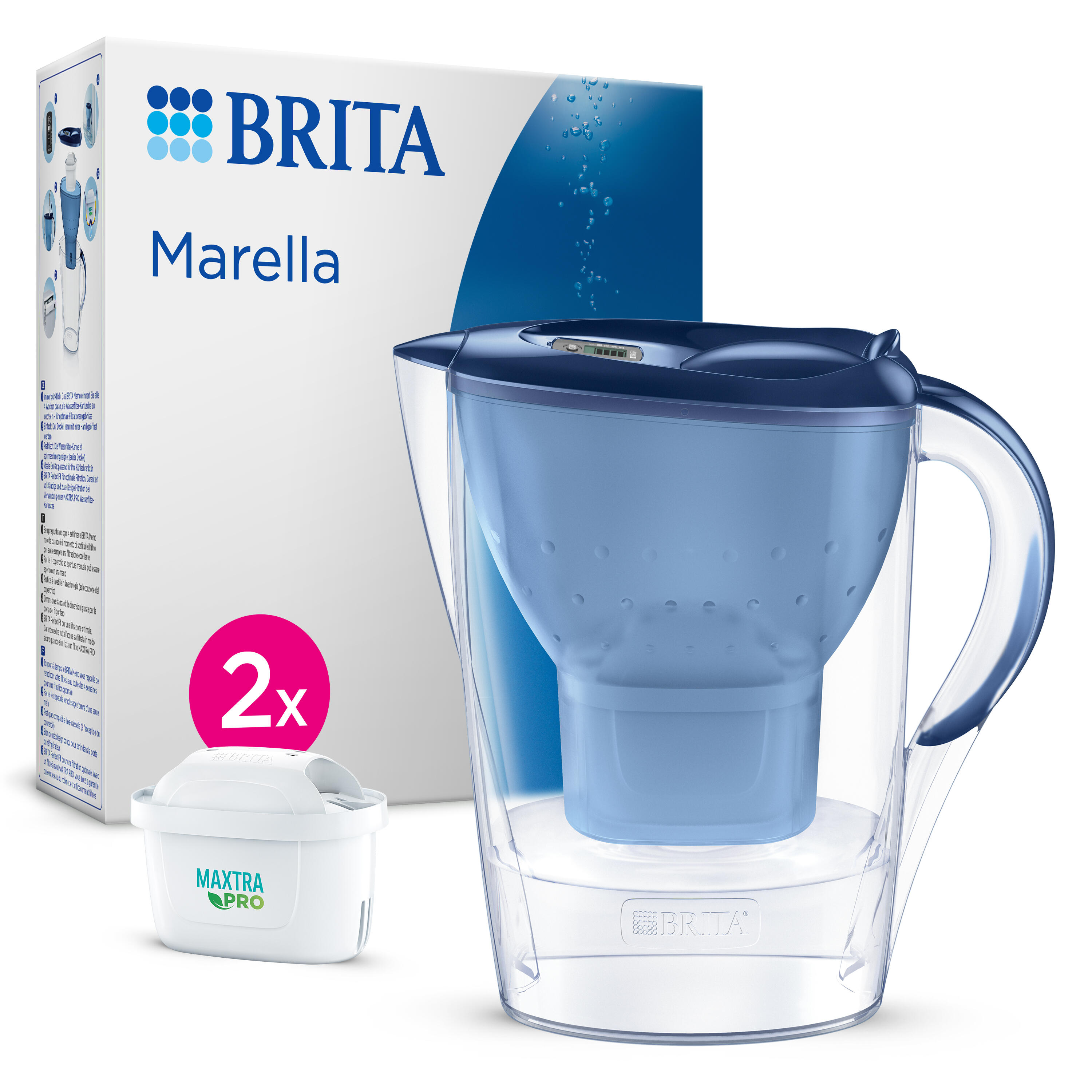 Pack jarra filtrante BRITA Marella color azul filtros Maxtra