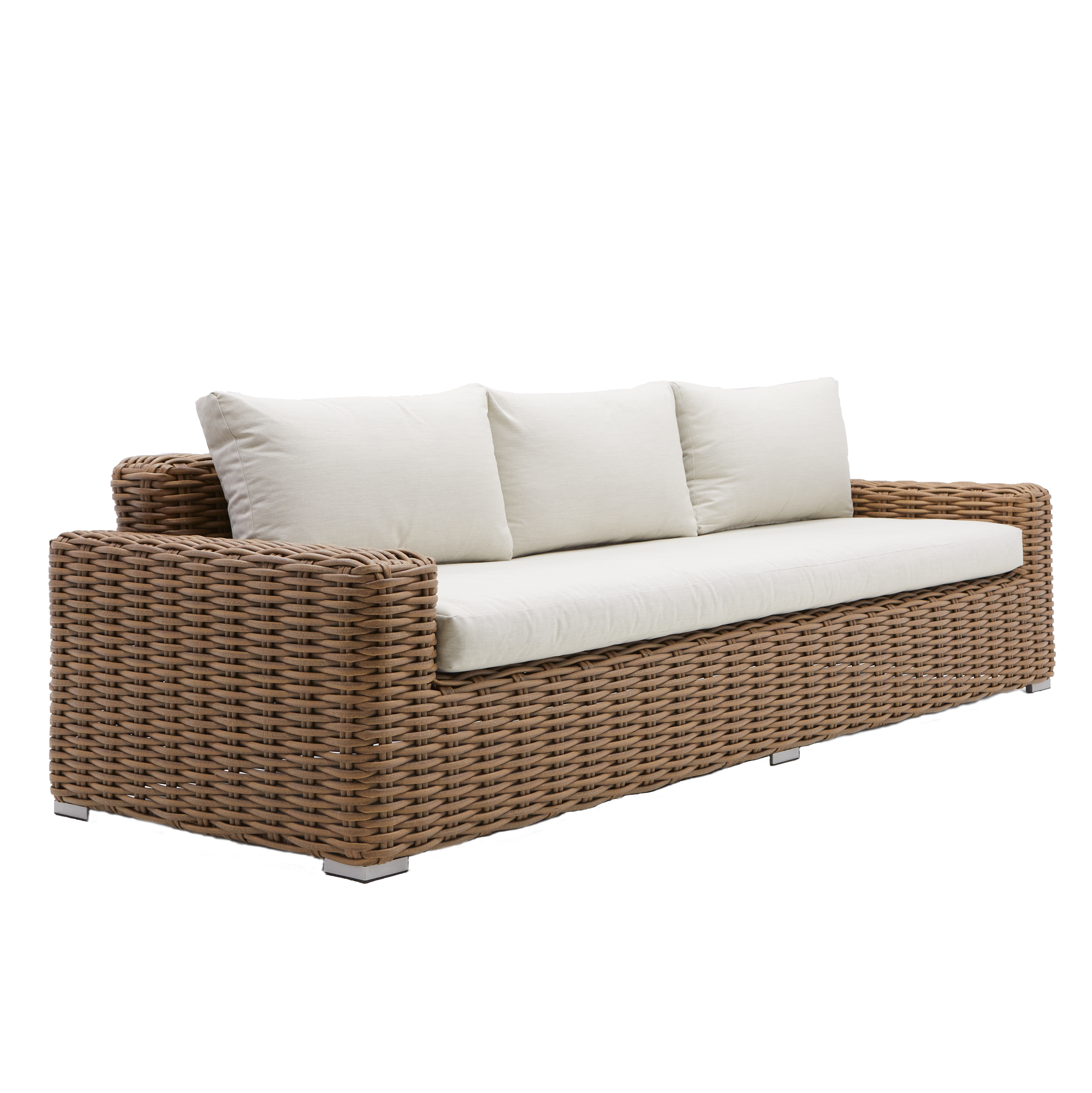 Sofá de jardín naterial ayamo de aluminio marrón 3 plazas