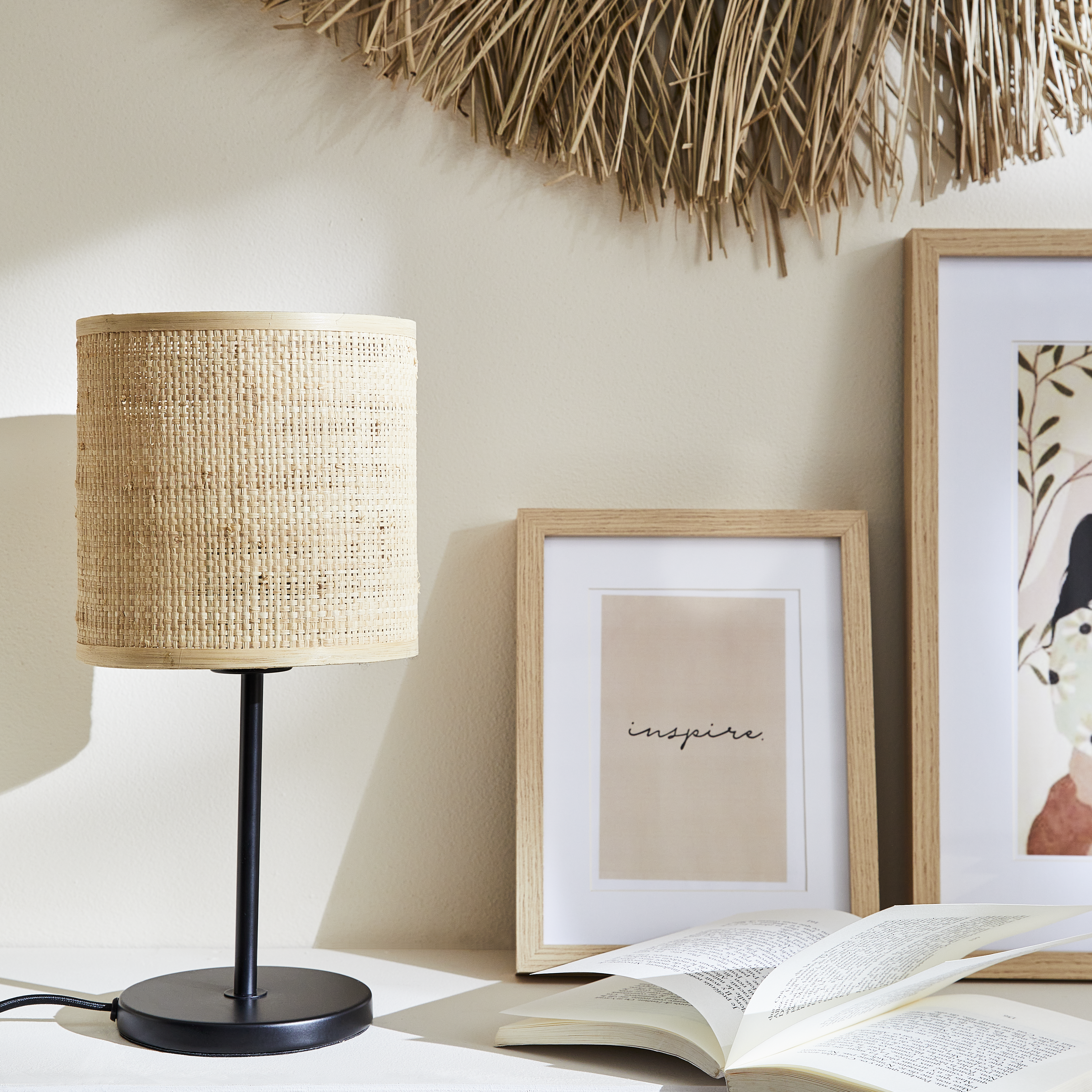 Lampka stołowa Carvi czarny raffia E27 Inspire - 16