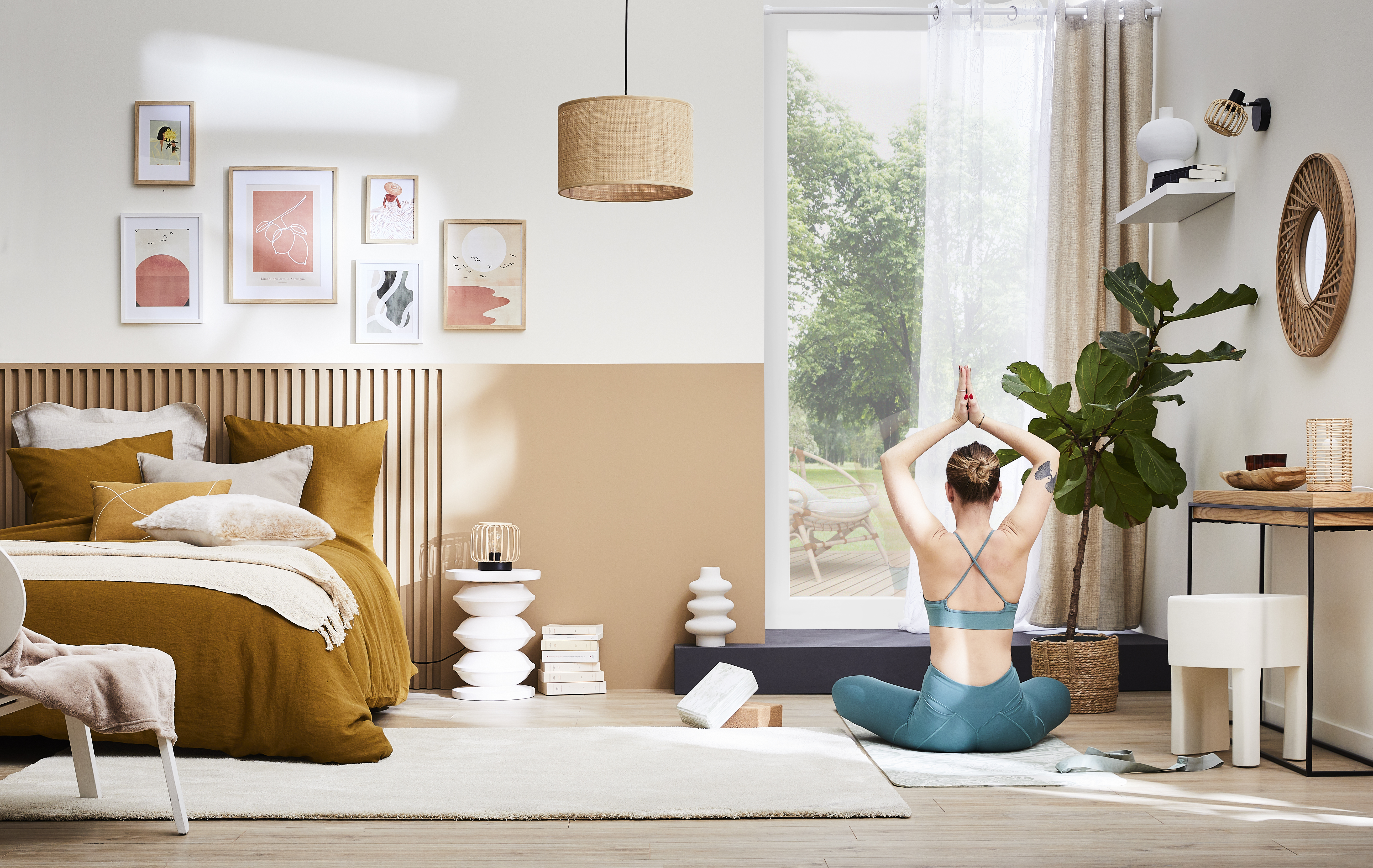 Rideau tamisant, Tricot, coton, beige H.250 x l.140 cm INSPIRE - 10