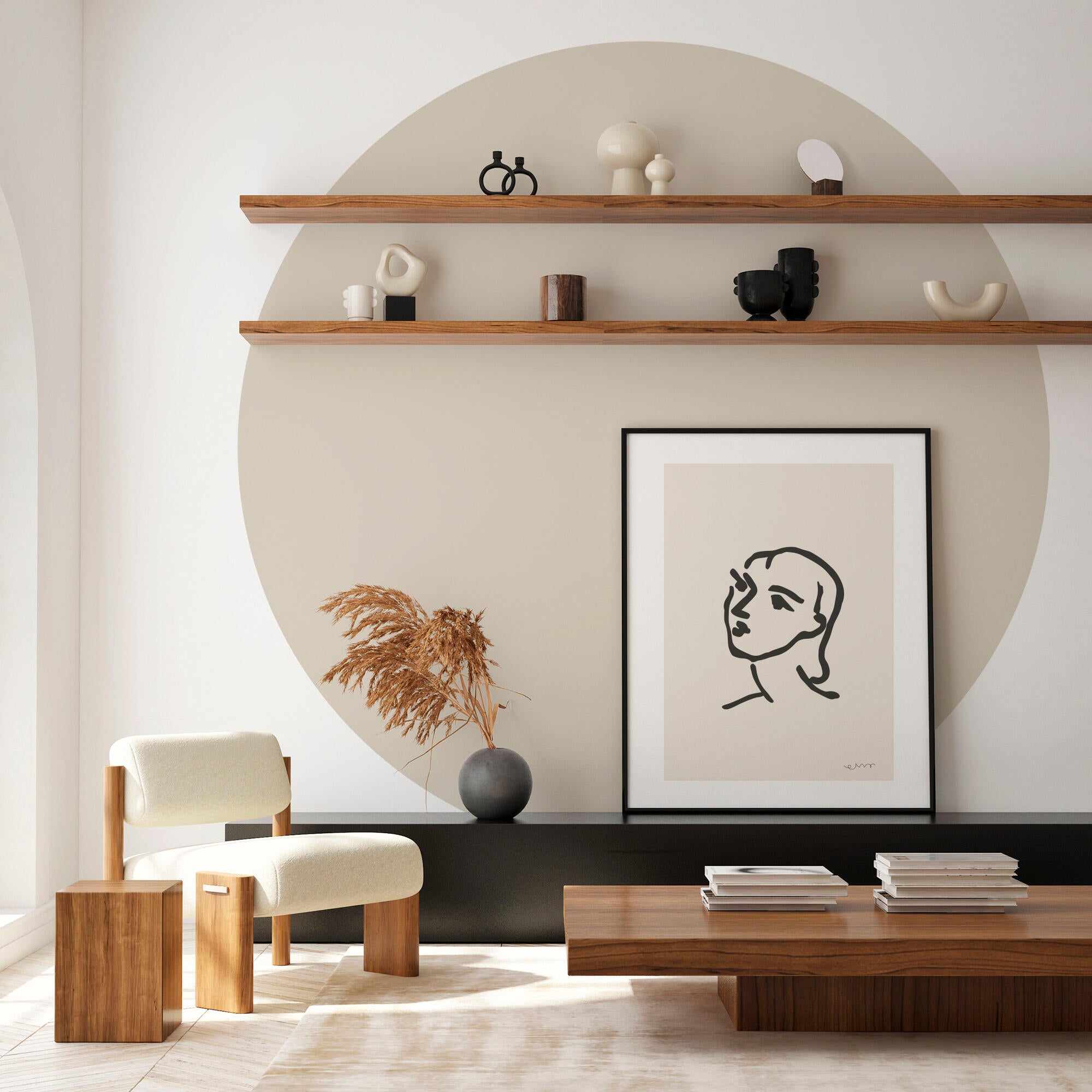 Círculo pintado autoadhesivo beige 170d