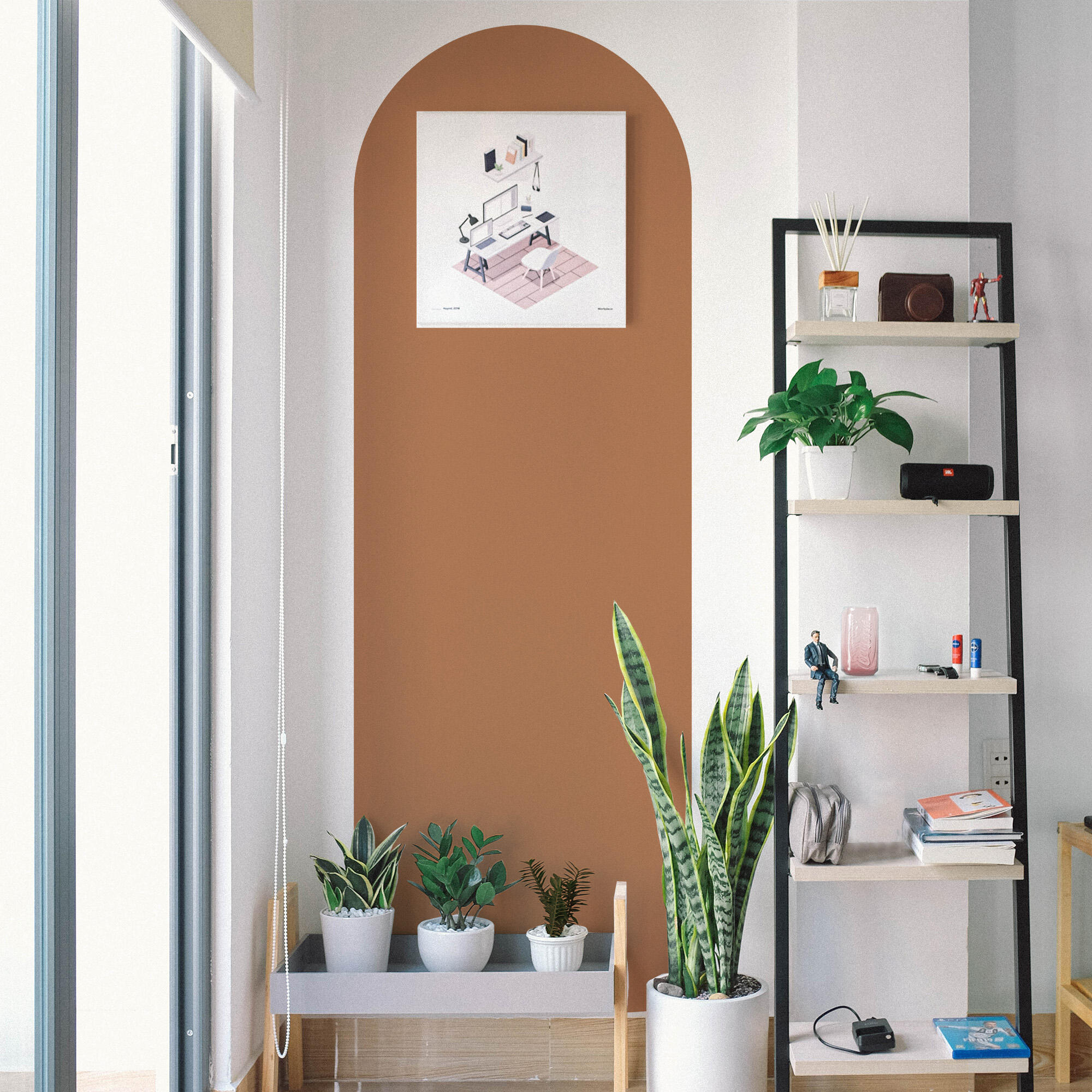 Arco pintado autoadhesivo rojo brick 65x200cm