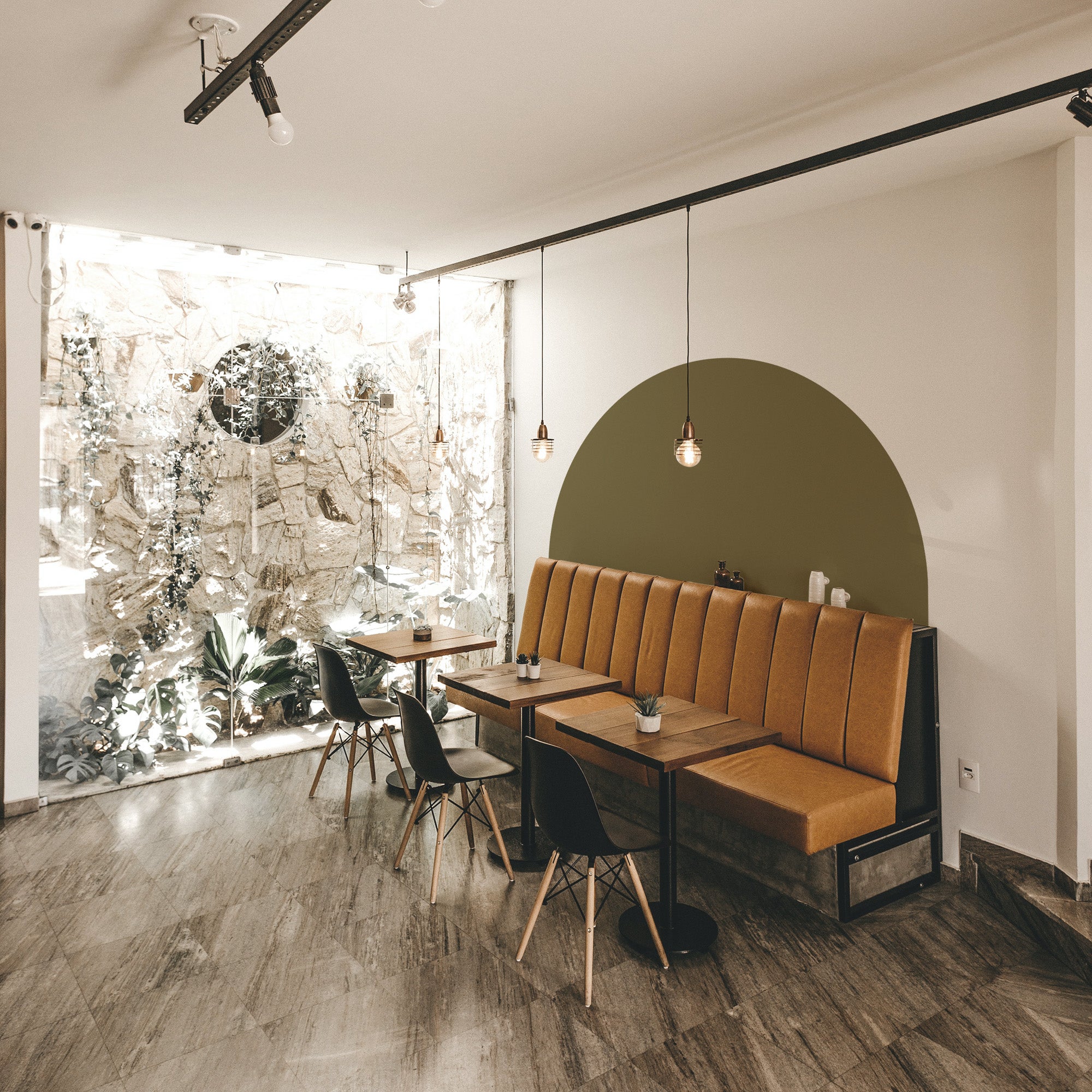 Arco pintado autoadhesivo verde aceituna 200x132cm