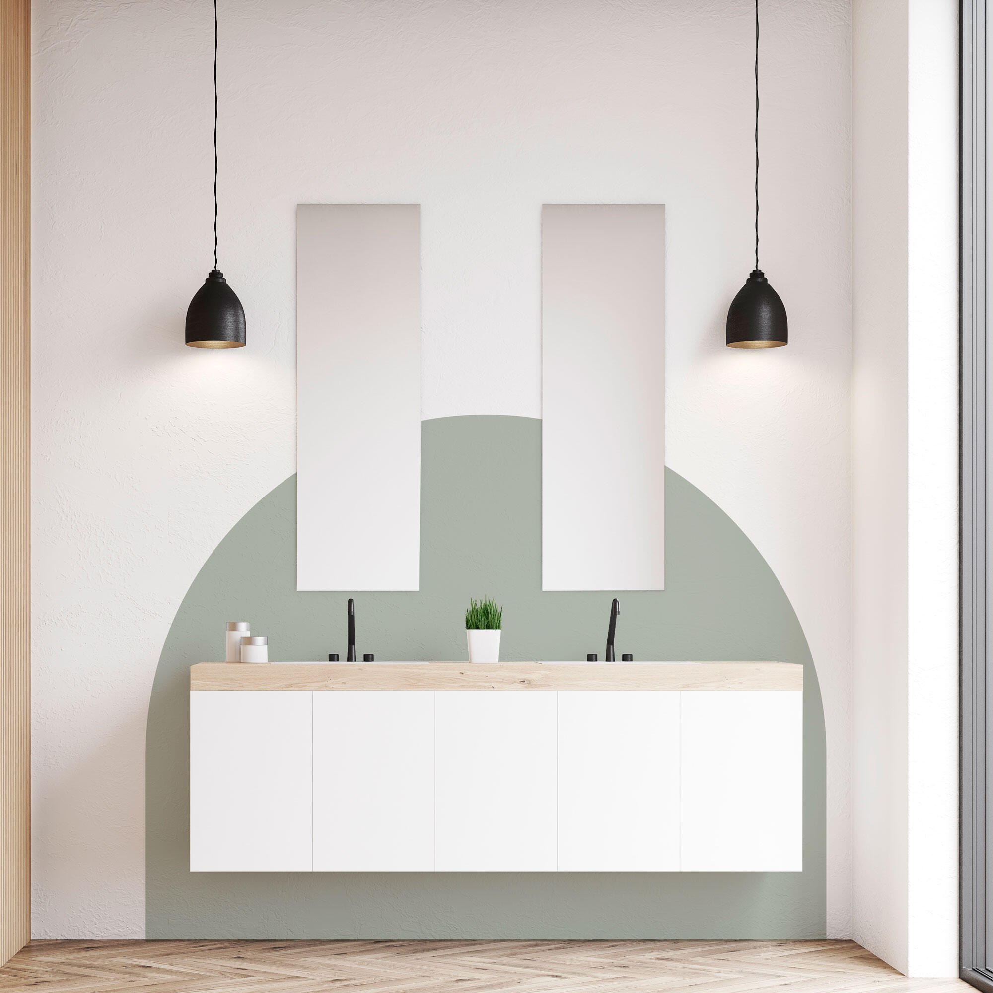 Arco pintado autoadhesivo verde agua 170x132cm