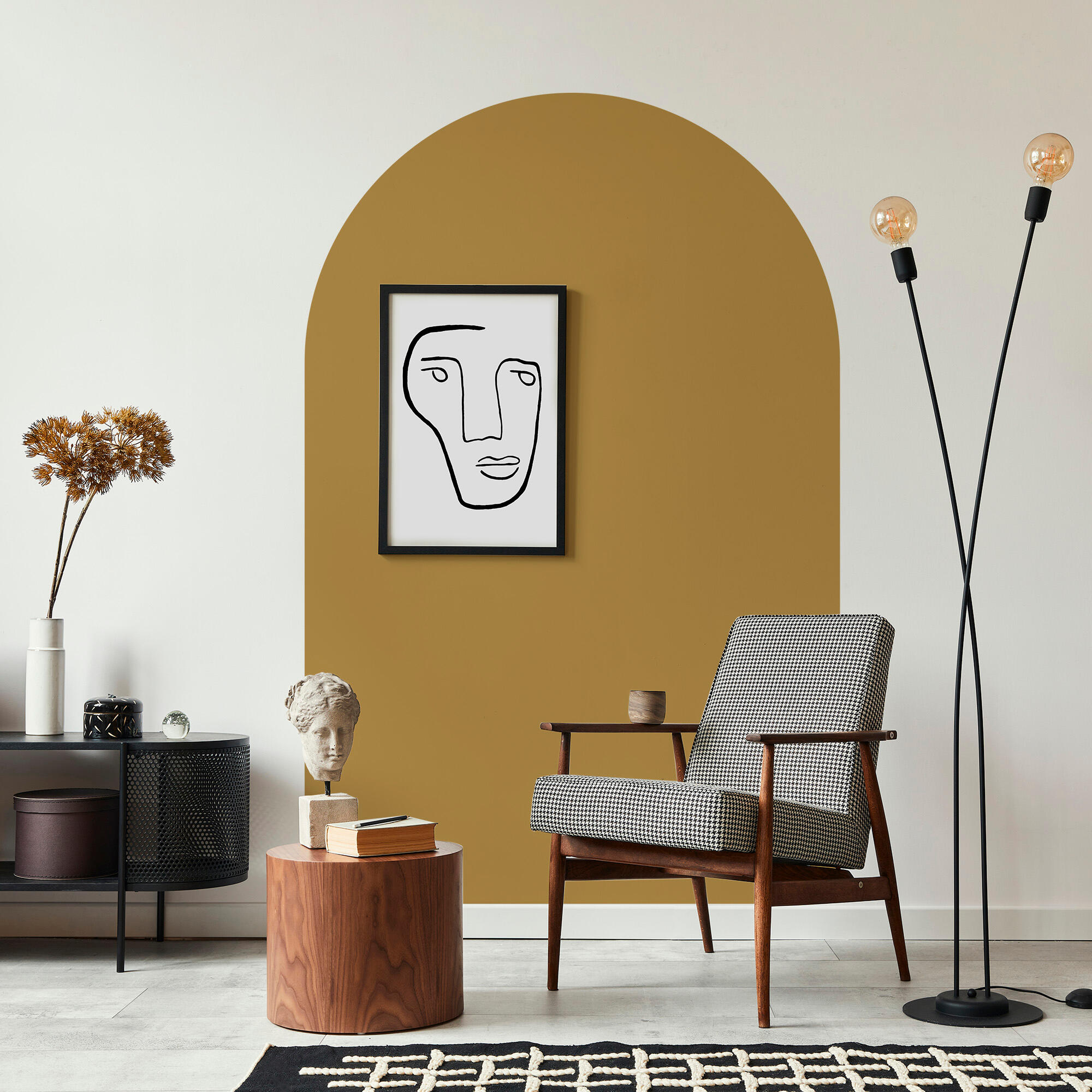 Arco pintado autoadhesivo mostaza 132x200cm