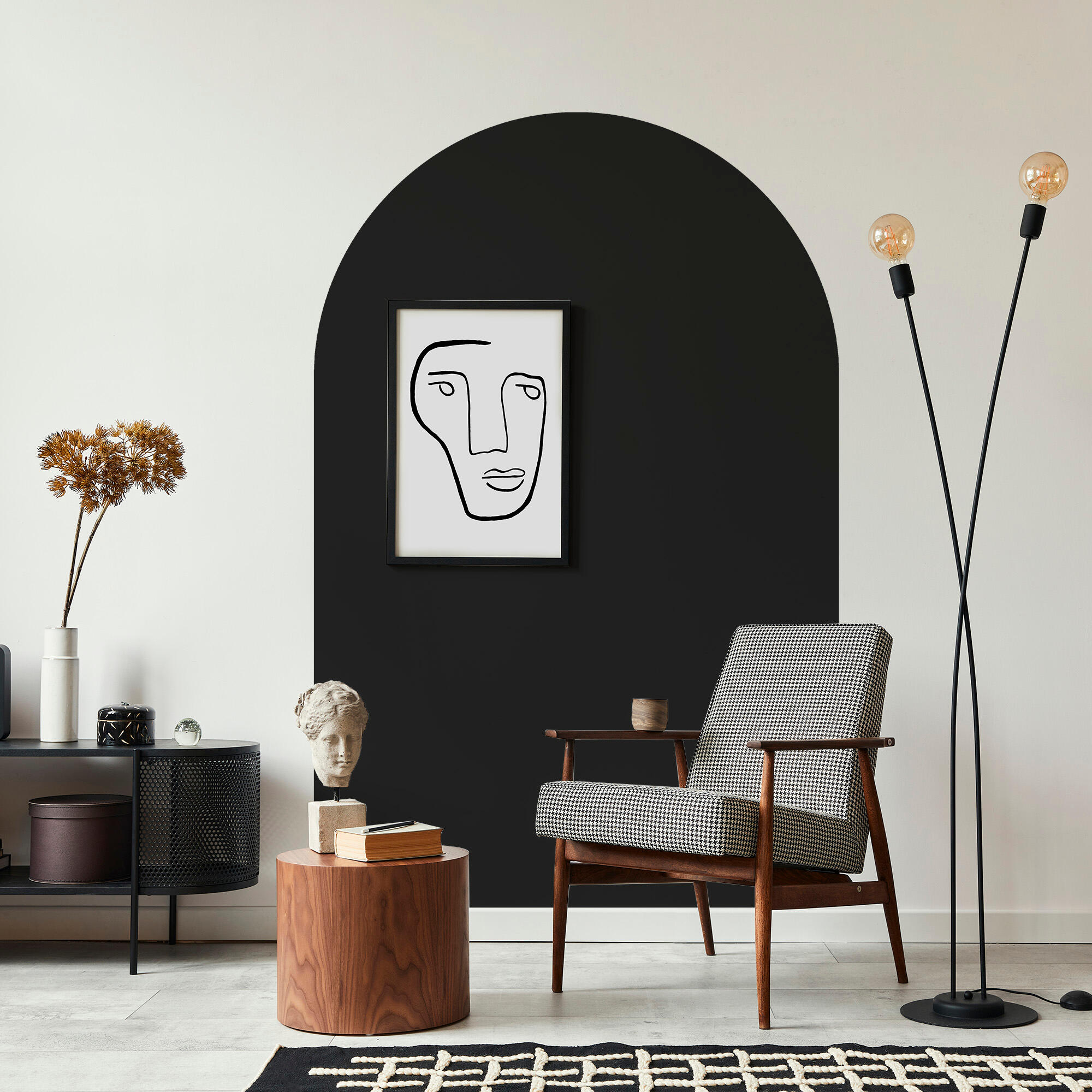 Arco pintado autoadhesivo negro 132x200cm
