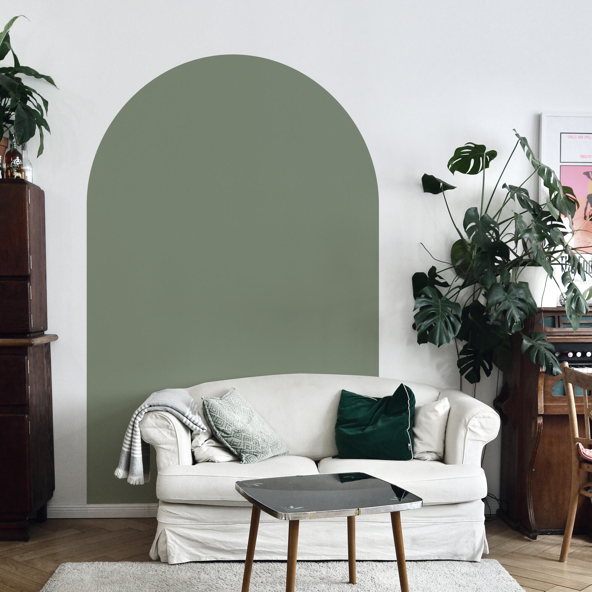 Arco pintado autoadhesivo verde vintage 132x170cm