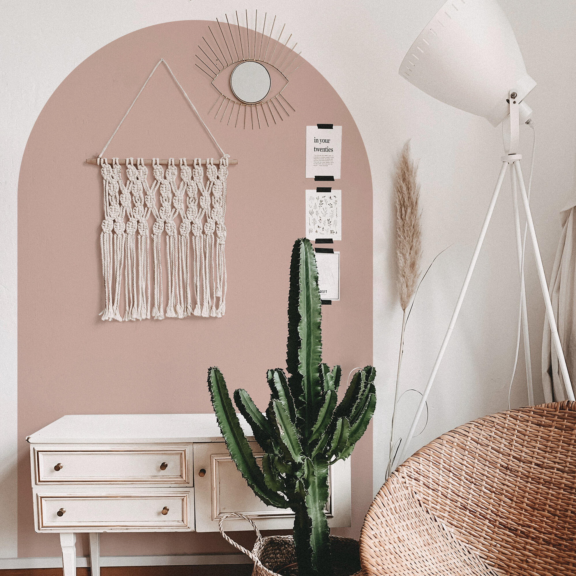 Arco pintado autoadhesivo rosa melon 132x170cm