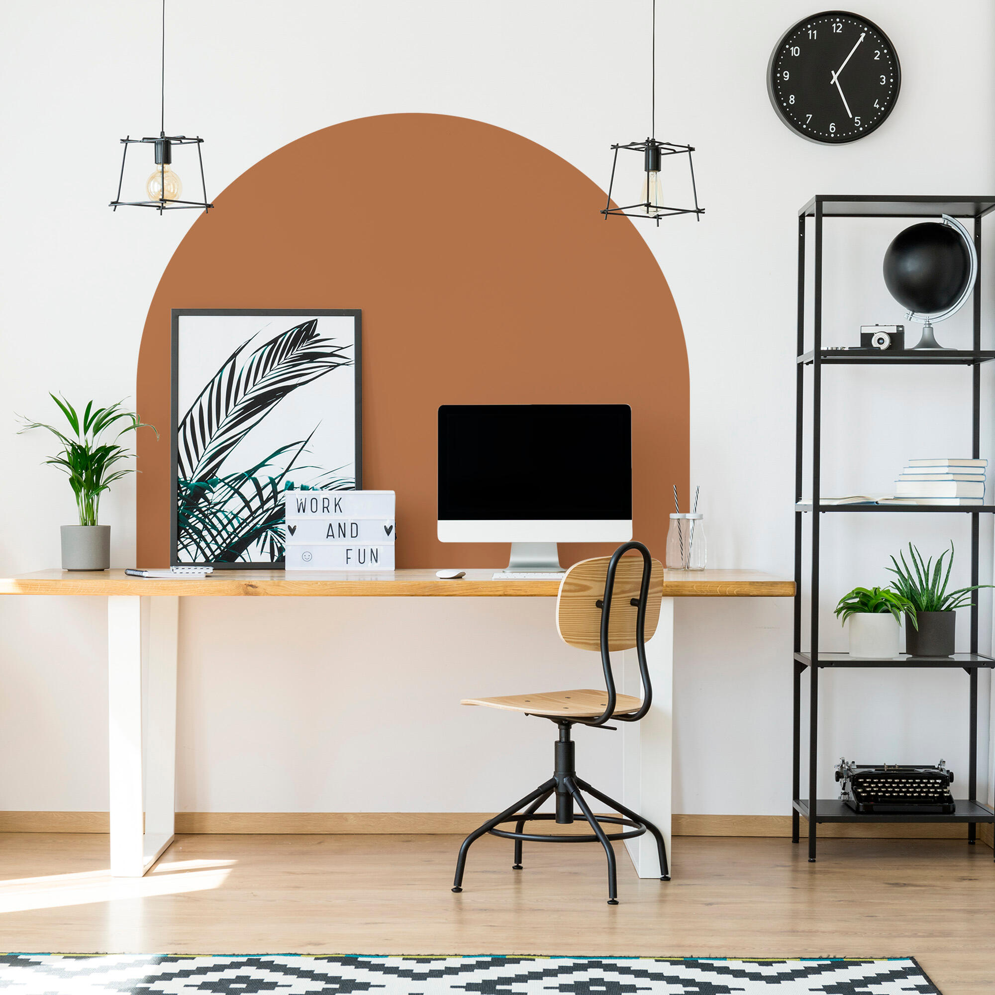 Arco pintado autoadhesivo rojo brick 132x110cm