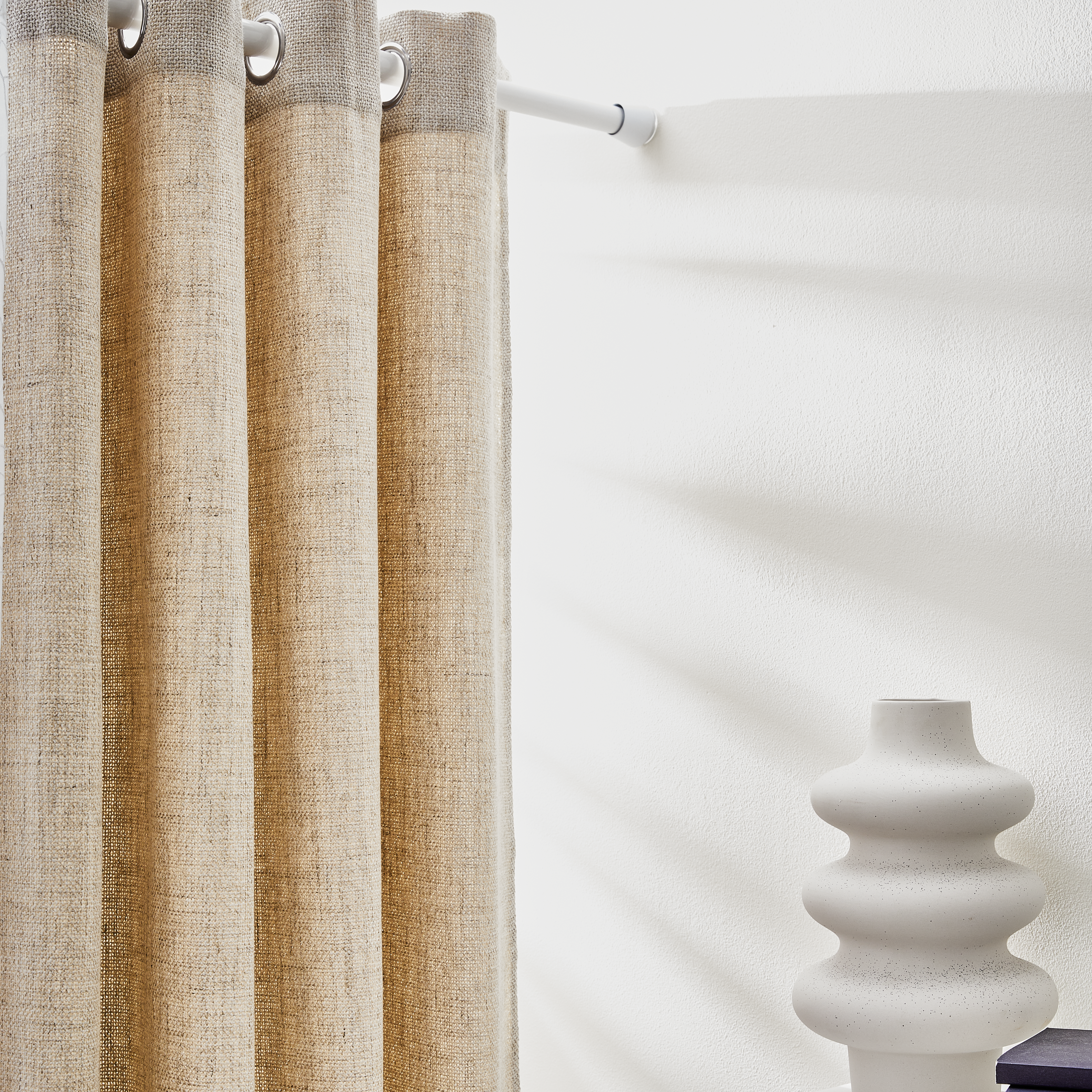 Rideau tamisant, Tricot, coton, beige H.250 x l.140 cm INSPIRE - 8