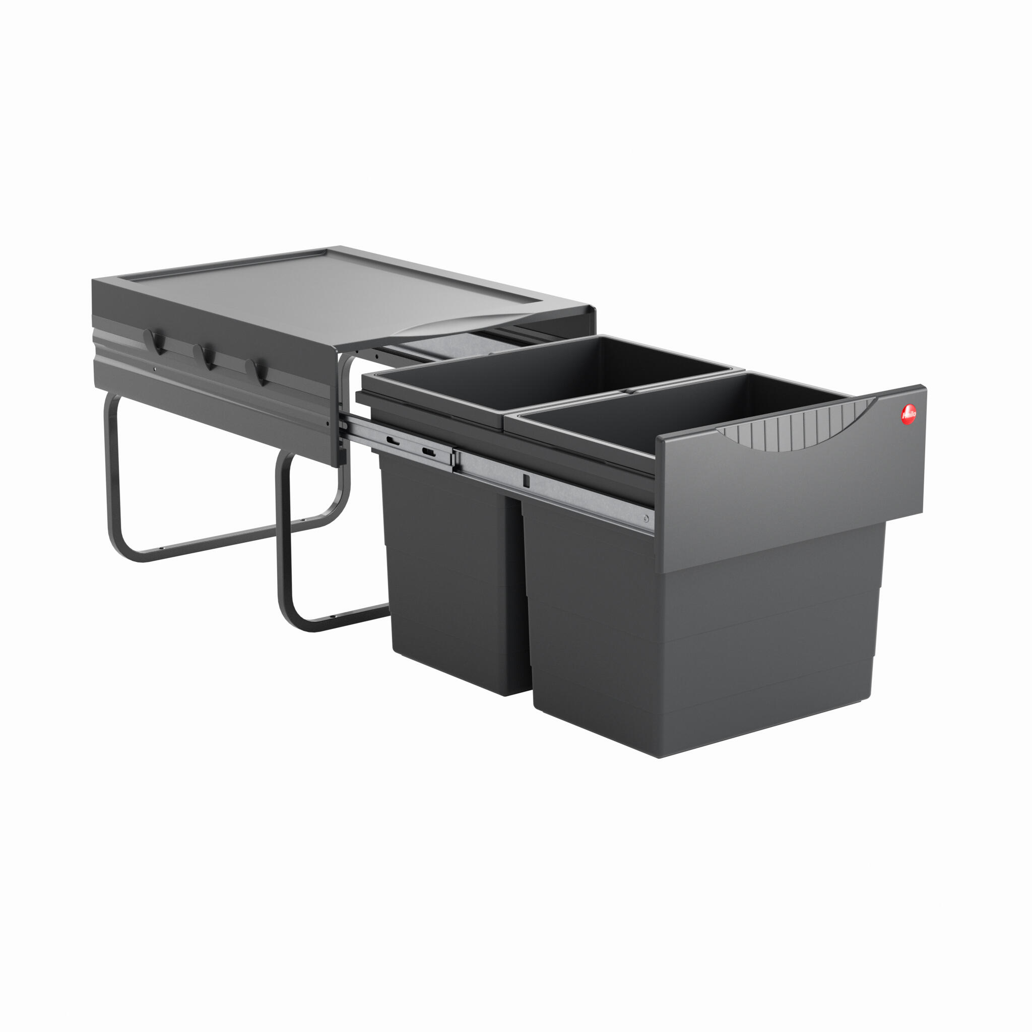 Poubelle coulissante de cuisine 18+18L HAILO Tandem acier anthracite - 3