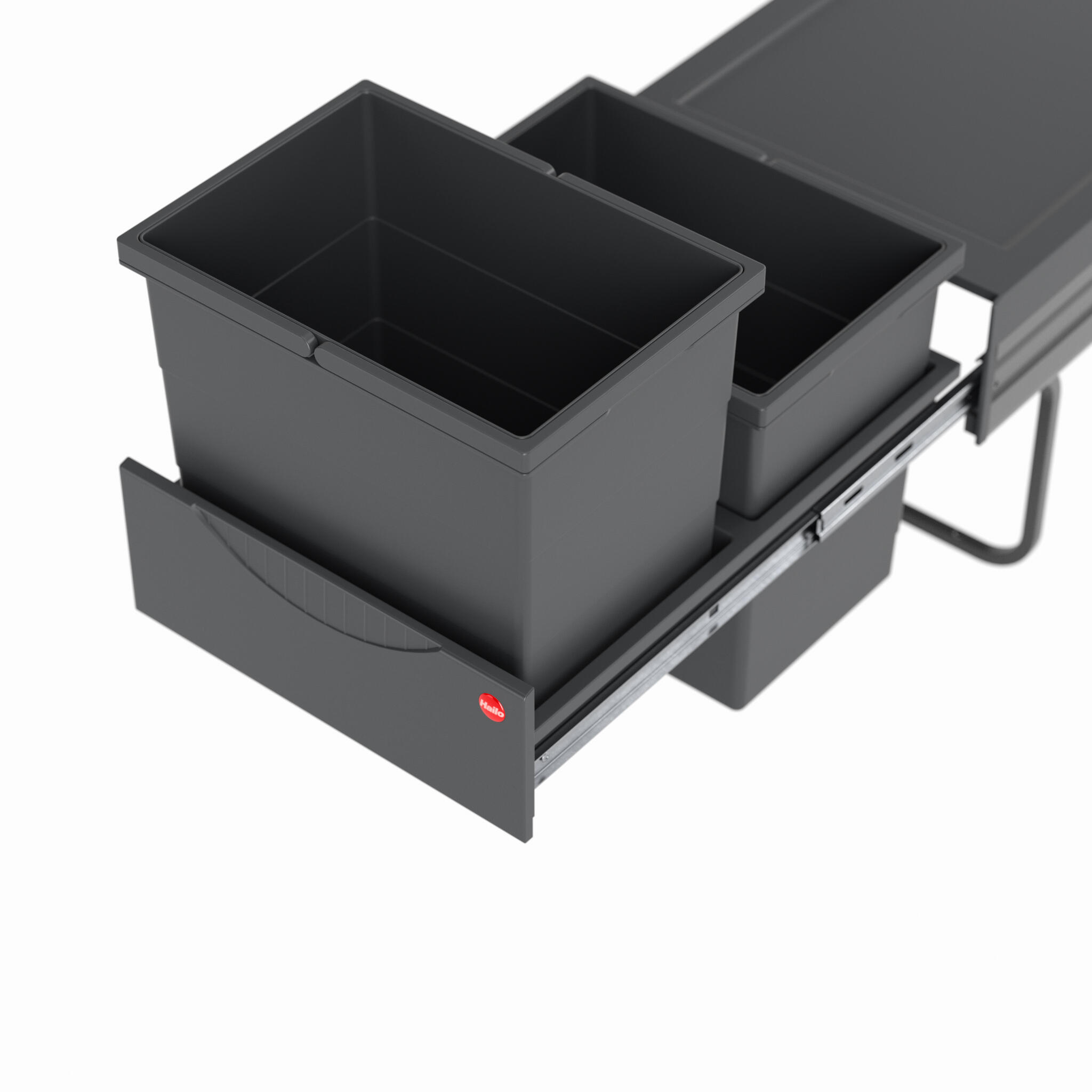 Poubelle coulissante de cuisine 18+18L HAILO Tandem acier anthracite - 2