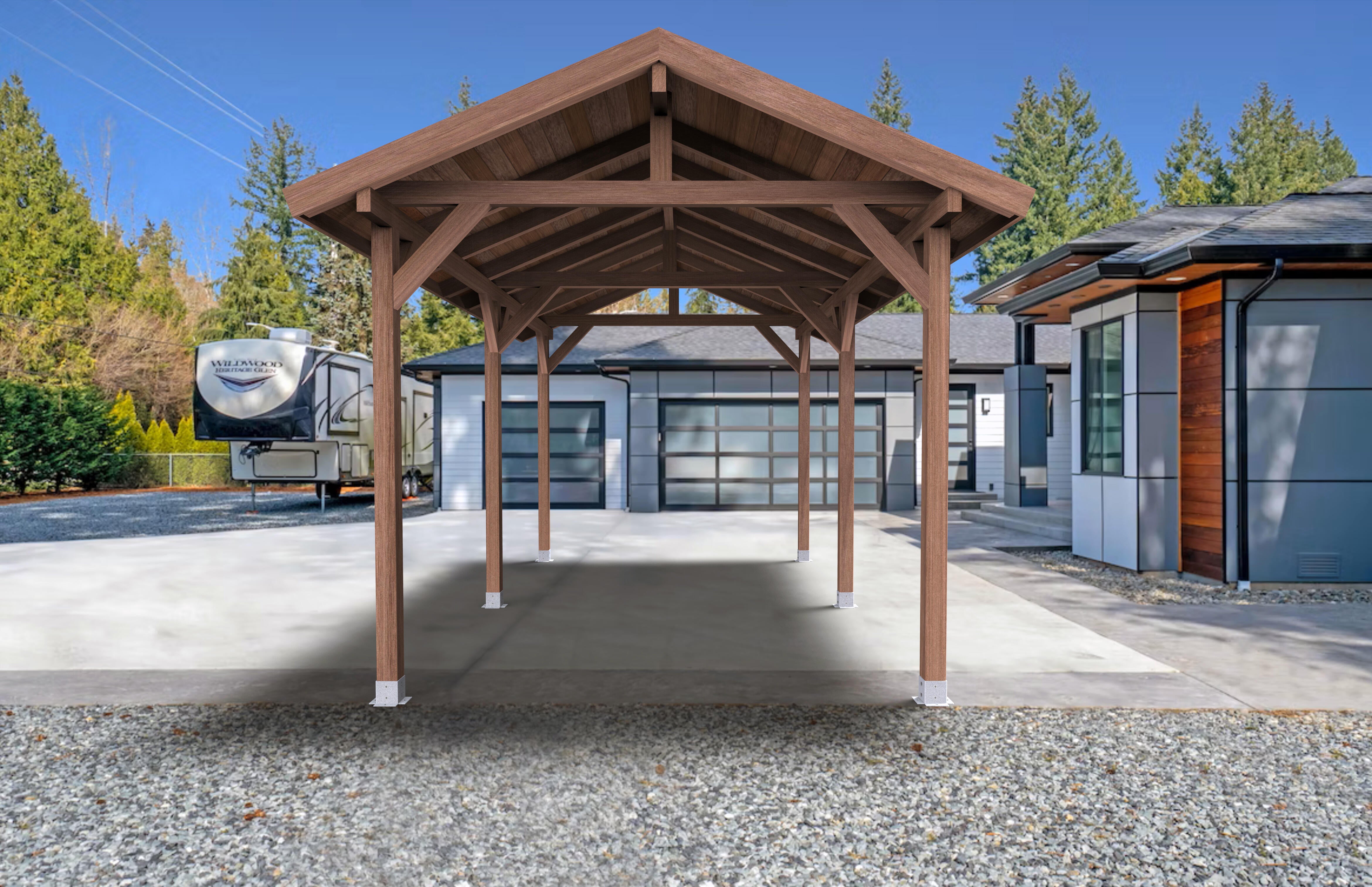 Pérgola de madera adeje marrón de 5 x 3,3 m