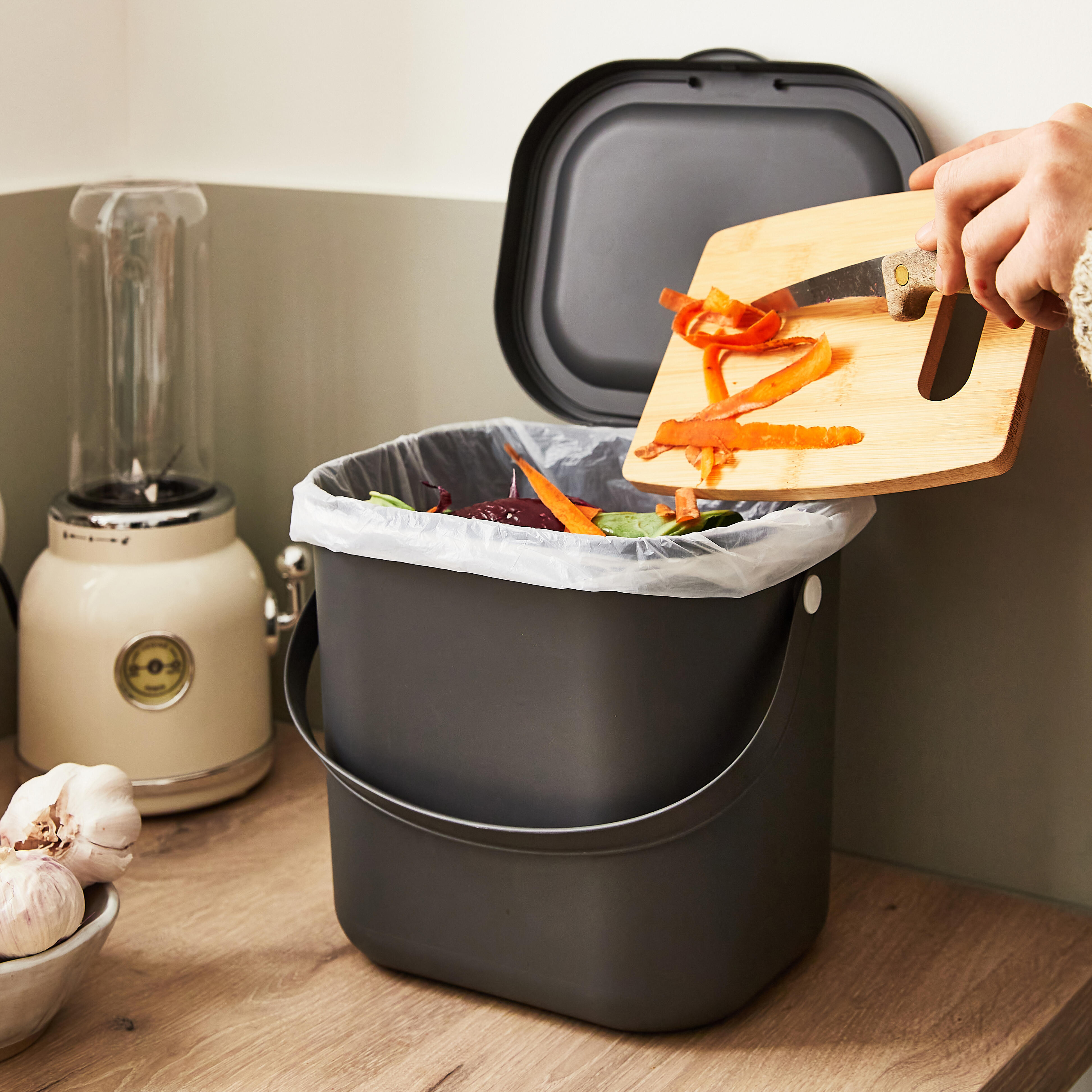 Poubelle compost 6L DELINIA Trendy anthracite - 3