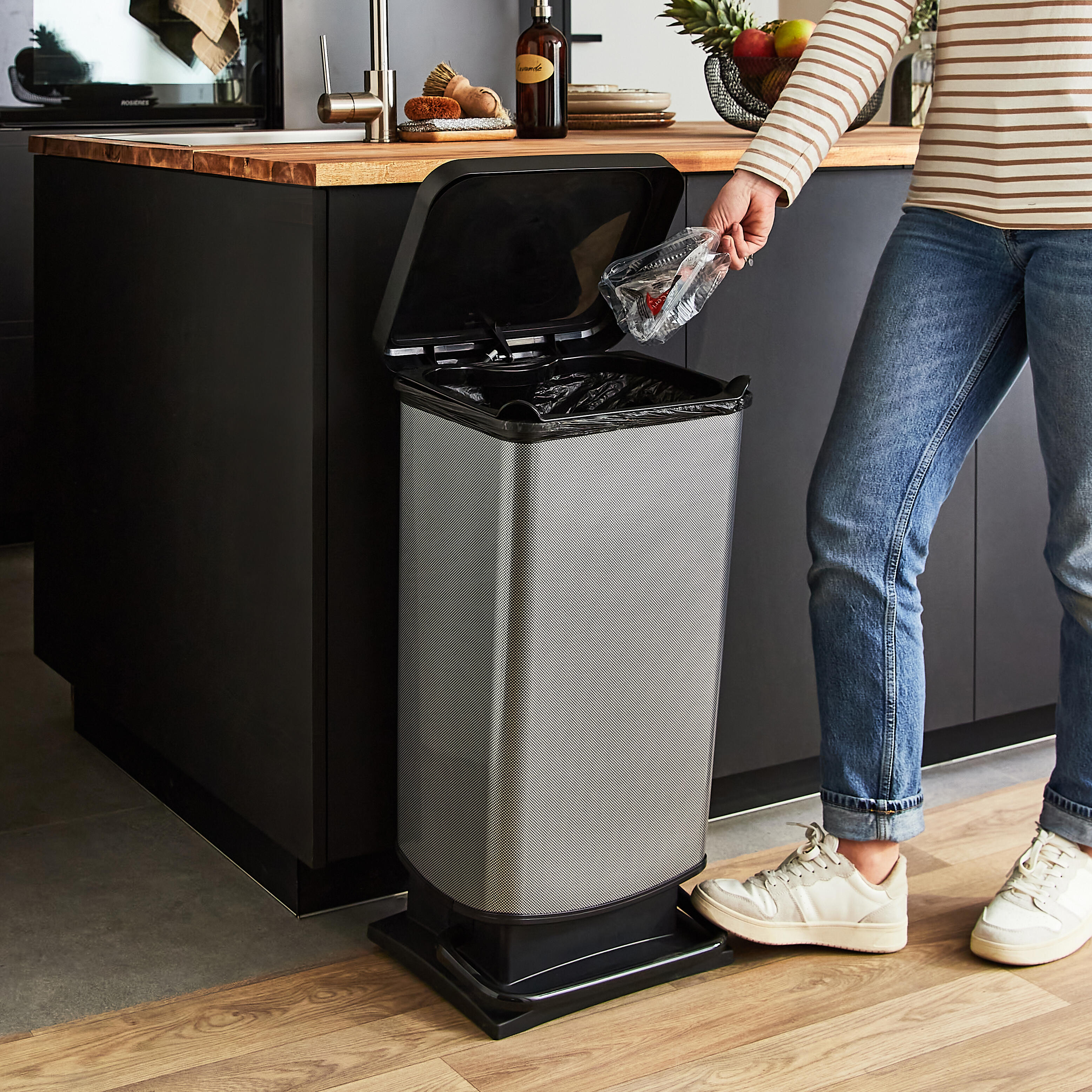 Poubelle de cuisine 42L à pédale DELINIA Simpla gris - 2