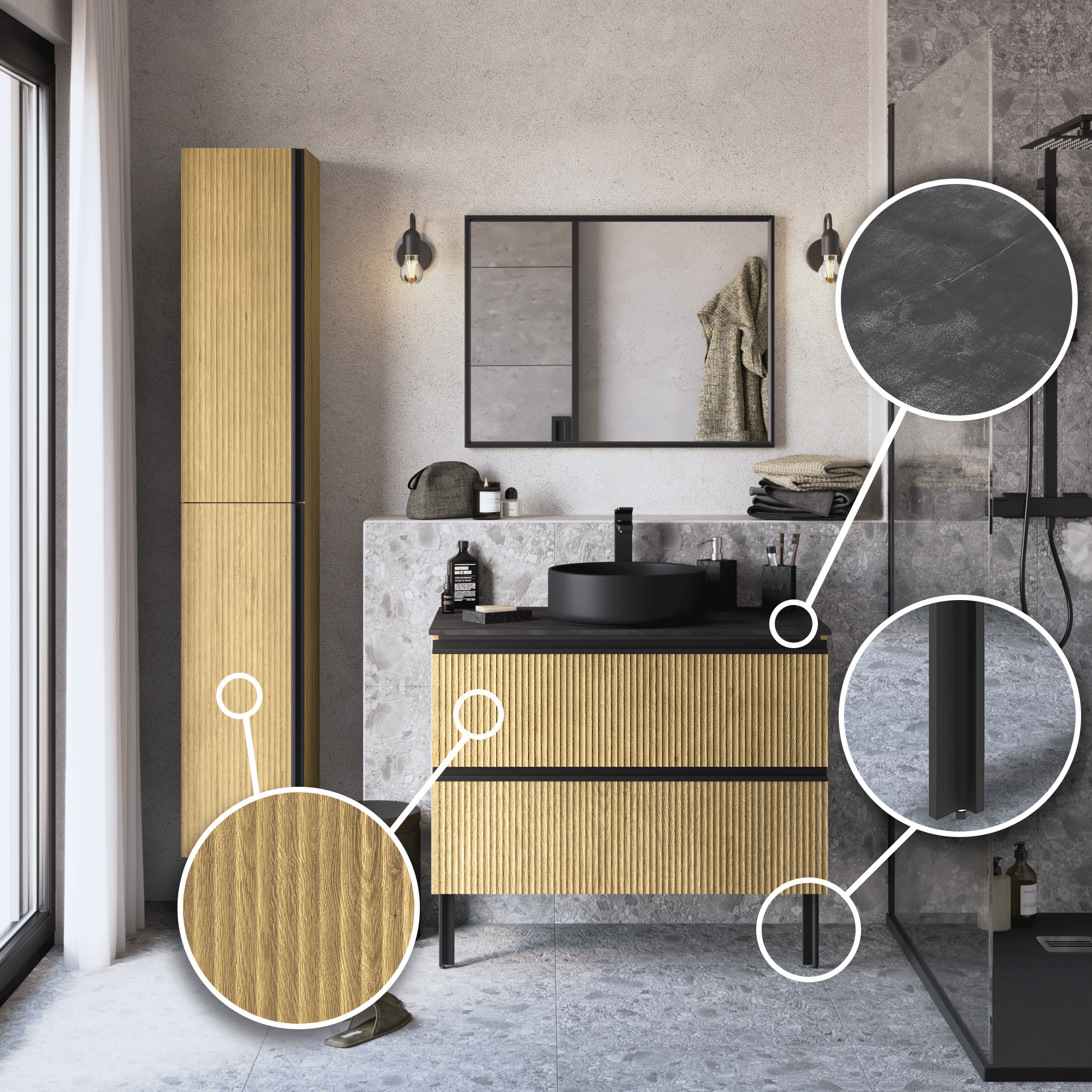 Mueble de baño con lavabo Studio roble 90x48 cm Leroy Merlin