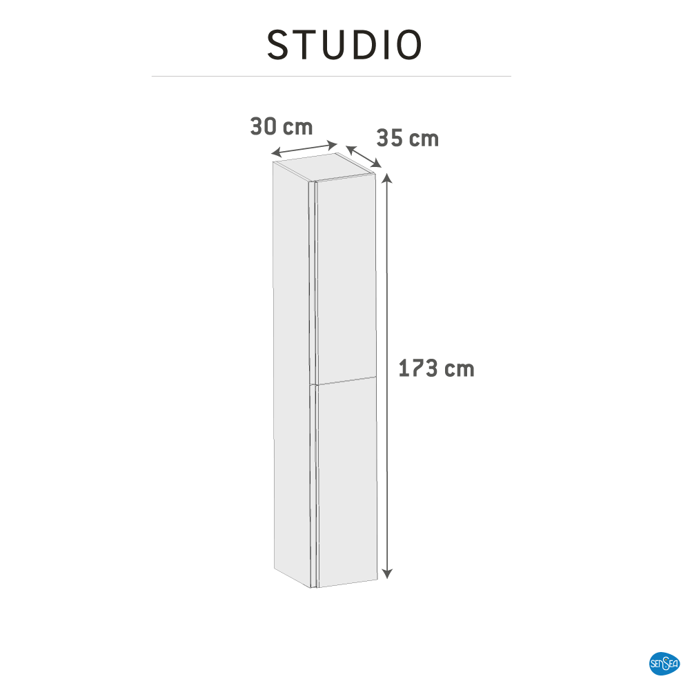 Colonna per mobile bagno Studio SENSEA 2 ante P 35 x L 30 x H 173 cm Rovere liscio placcato truciolare - 7