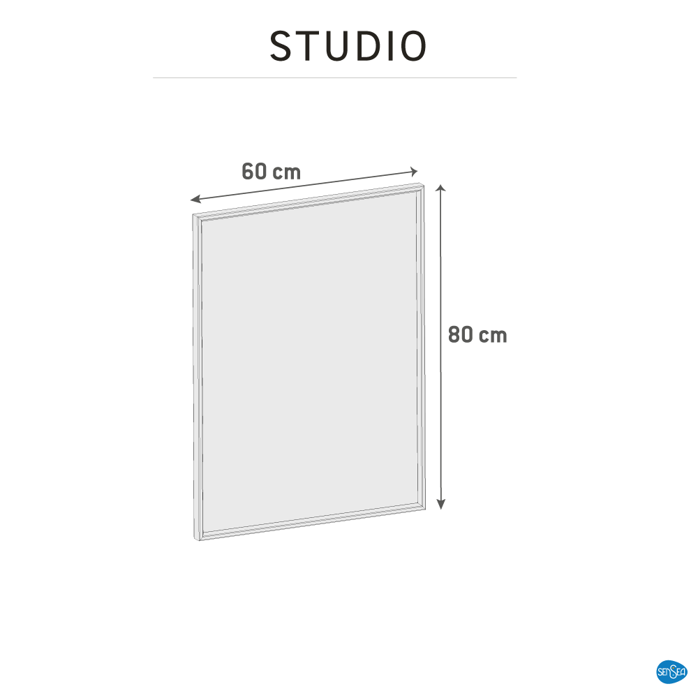 Miroir rectangulaire mdf noir Studio, l.80 x H.60 cm - 8
