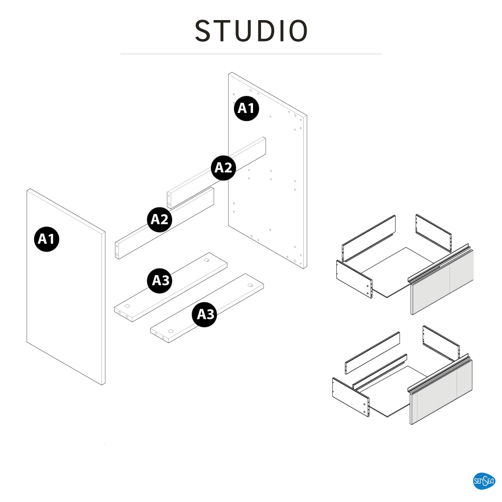 Meuble sous-vasque 2t l.90 x H.58 x P.48.1 cm imit chêne strié Studio - 15