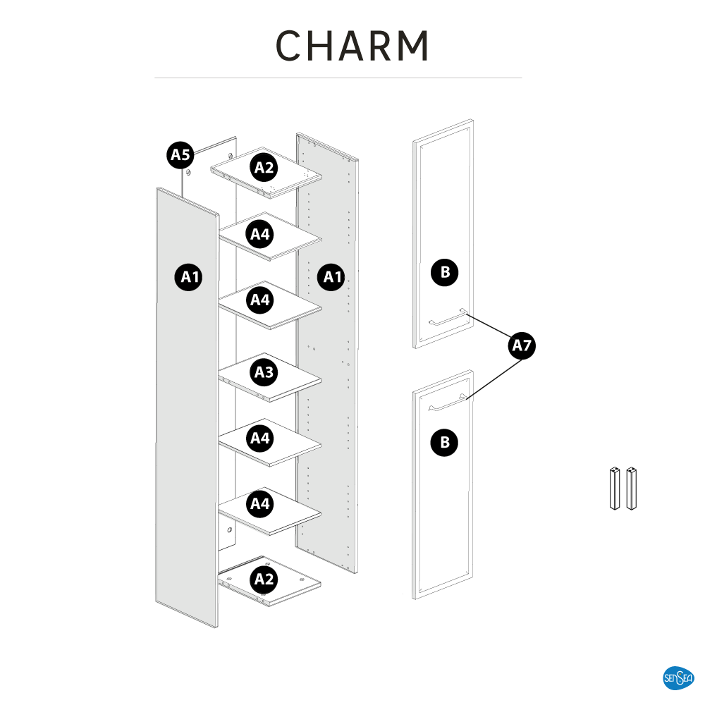Colonne 2p l.30 x H.187.5 x P.35 cm blanc Charm - 15