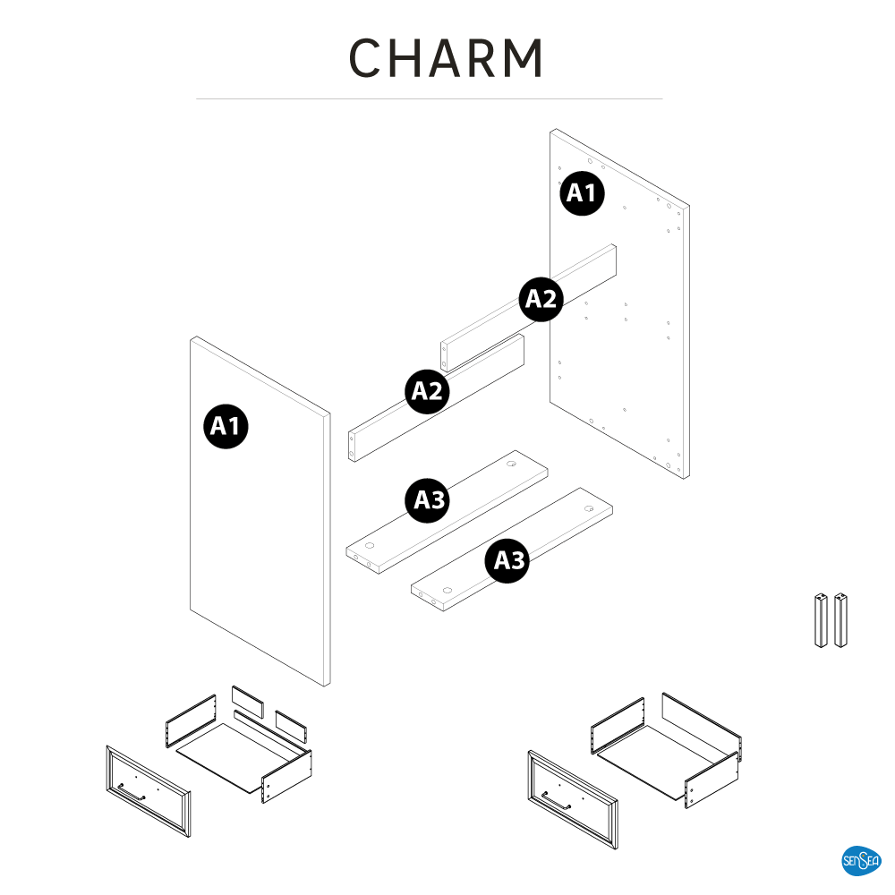Meuble sous-vasque 2t l.60 x H.57 x P.48.1 cm blanc Charm - 11