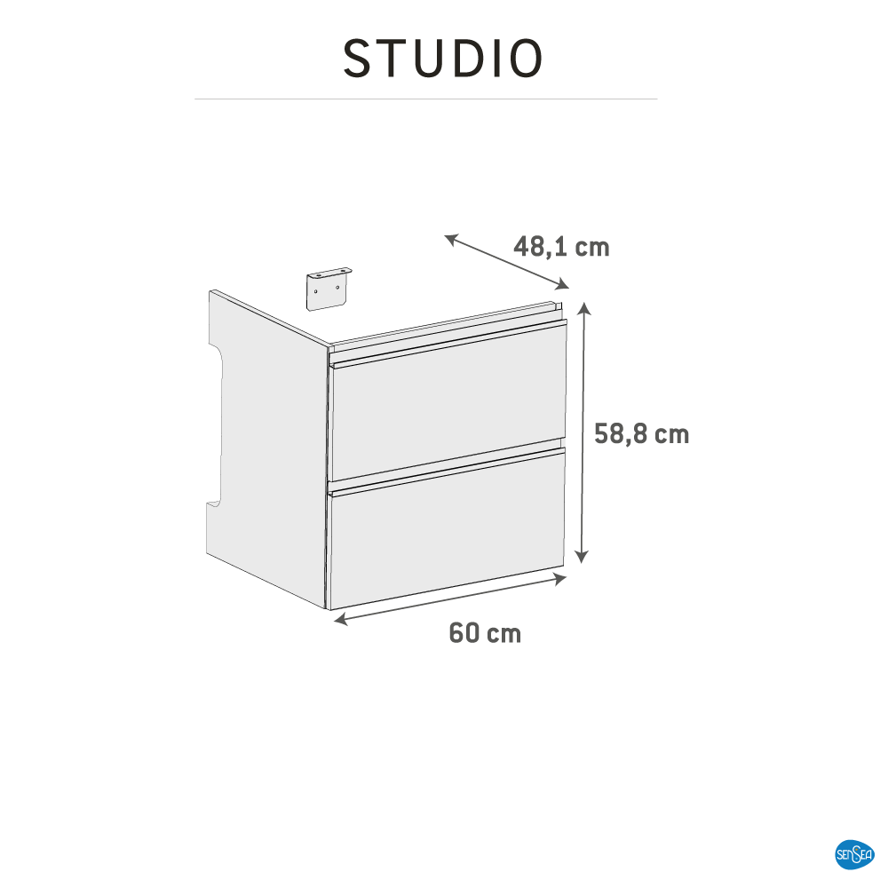 Extensión para armario de baño New Studio negro 58.8x60x48.1 cm - 2