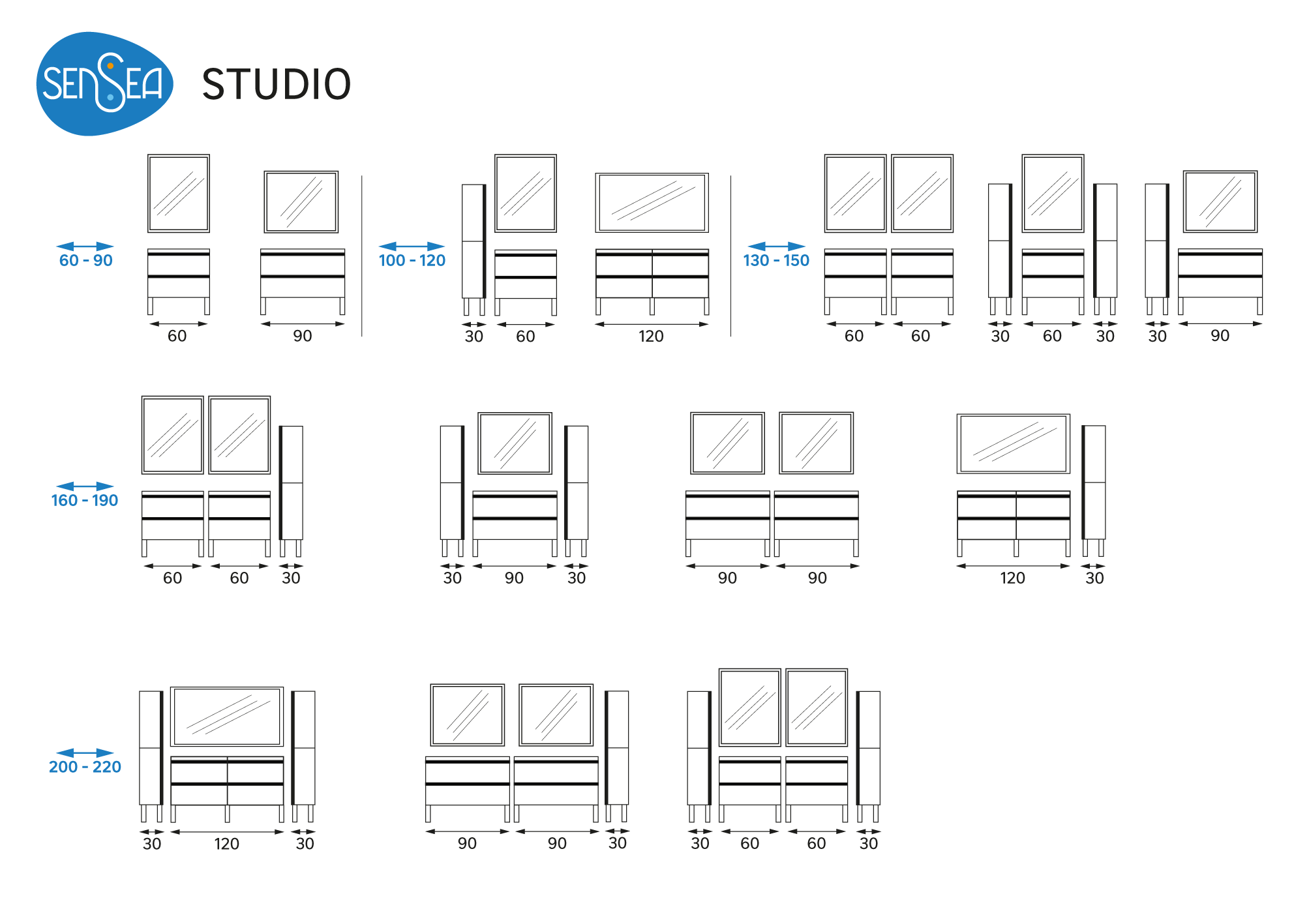 Meuble sous-vasque 2t l.90 x H.58 x P.48.1 cm imit chêne strié Studio - 17