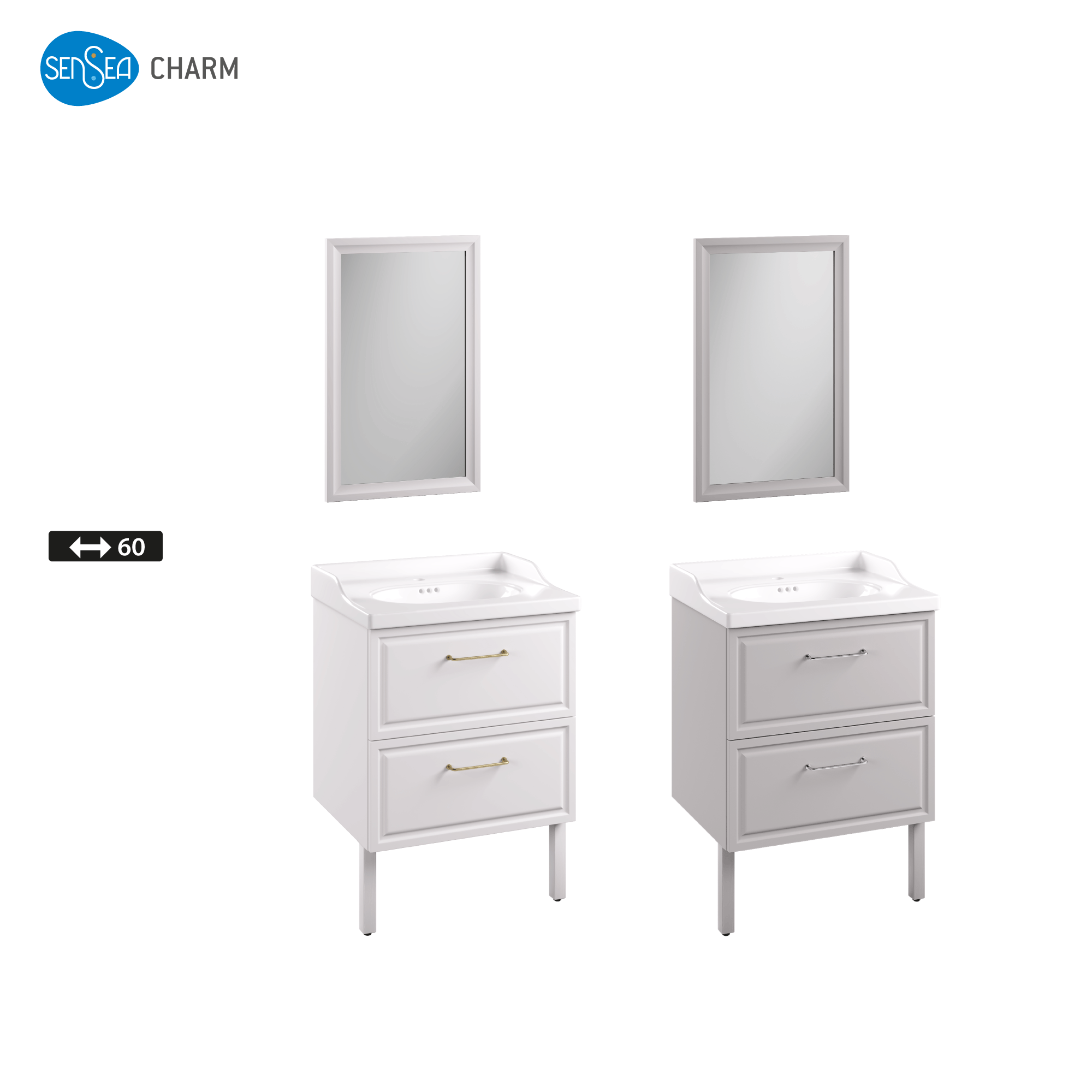 Plan simple vasque Céramique Charm l.61.8 x P.49.7 x h.19.8 cm/vidage inclus - 2