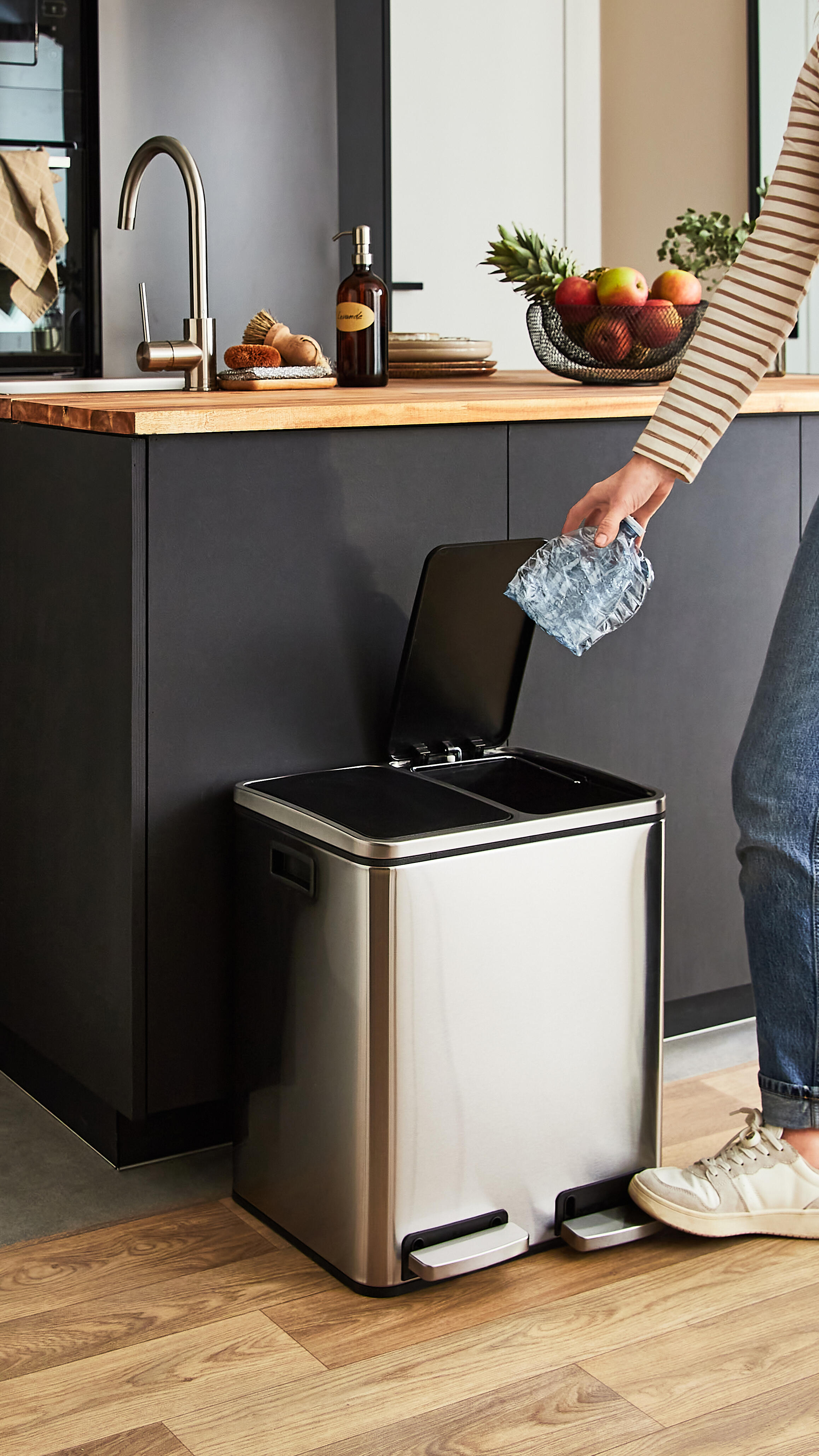 Balde do lixo Delinia Smart com 2 compartimentos 2 x 15L inox - 5