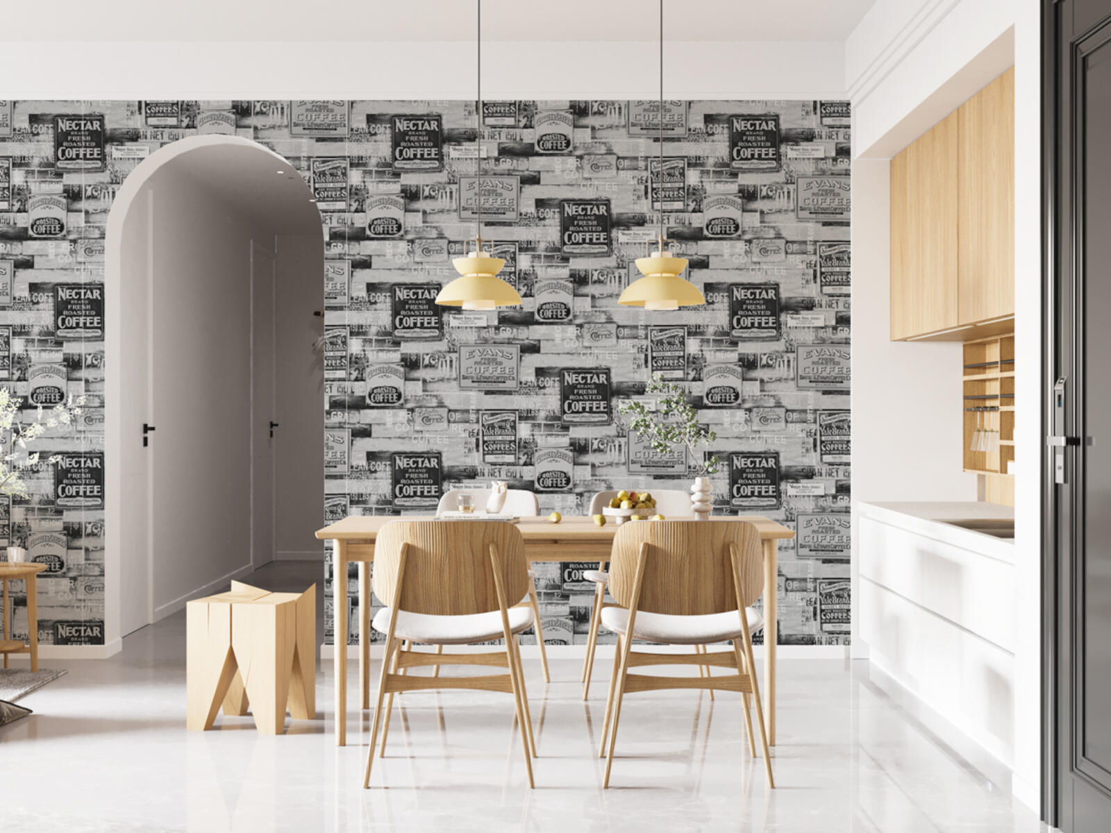 Papel pintado vinilo aplicación cola en pared carteles café gris vinelus cmx10.05m lavable