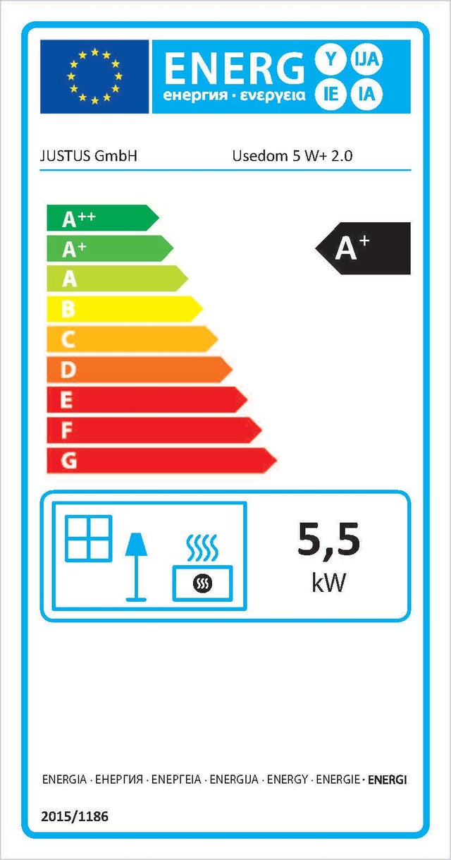 Poêle à bois JUSTUS Usedom w+ 2.0 noir / beige, 5 kW