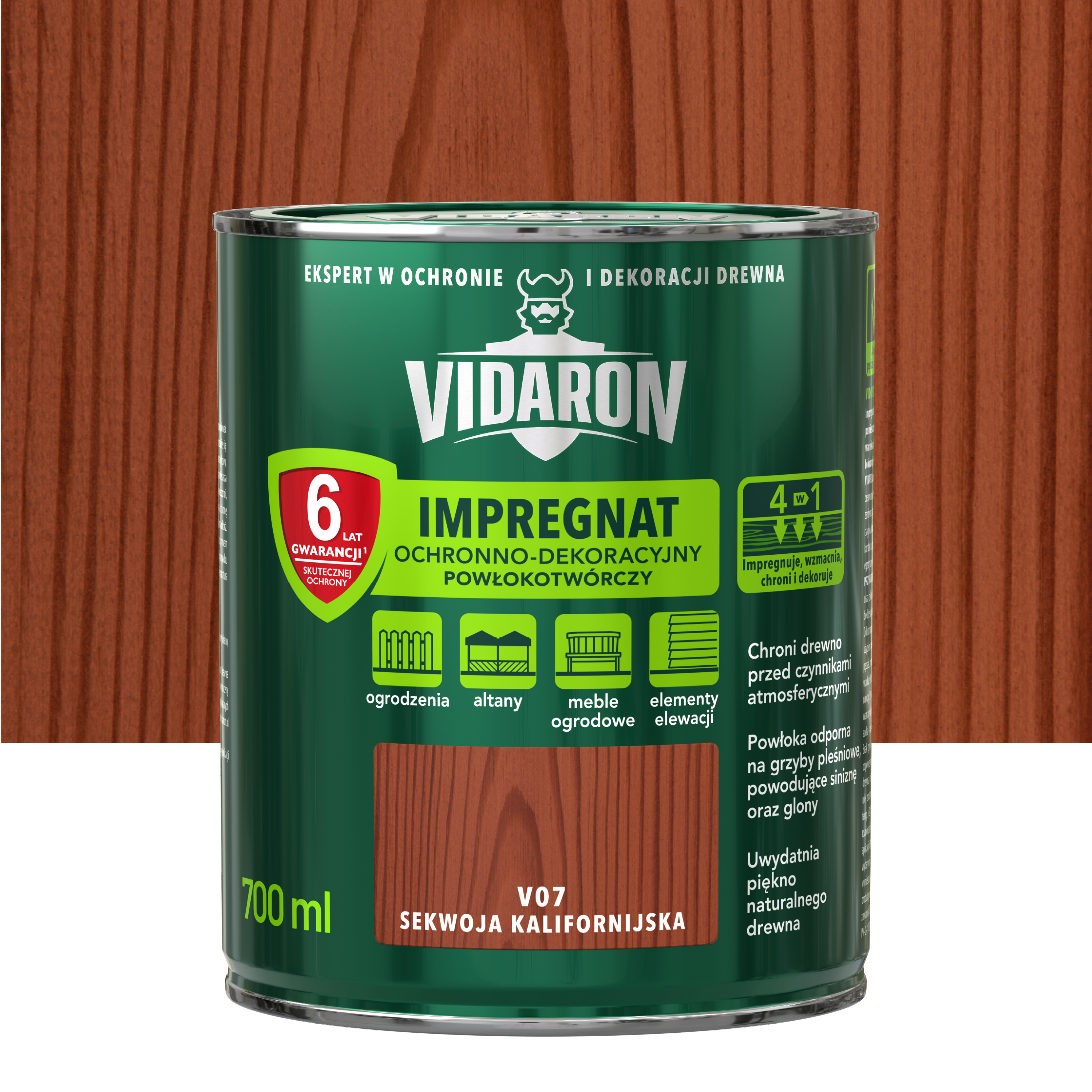 Impregnat do drewna POWŁOKOTWÓRCZY 0.7 l Sekwoja kalifornijska VIDARON