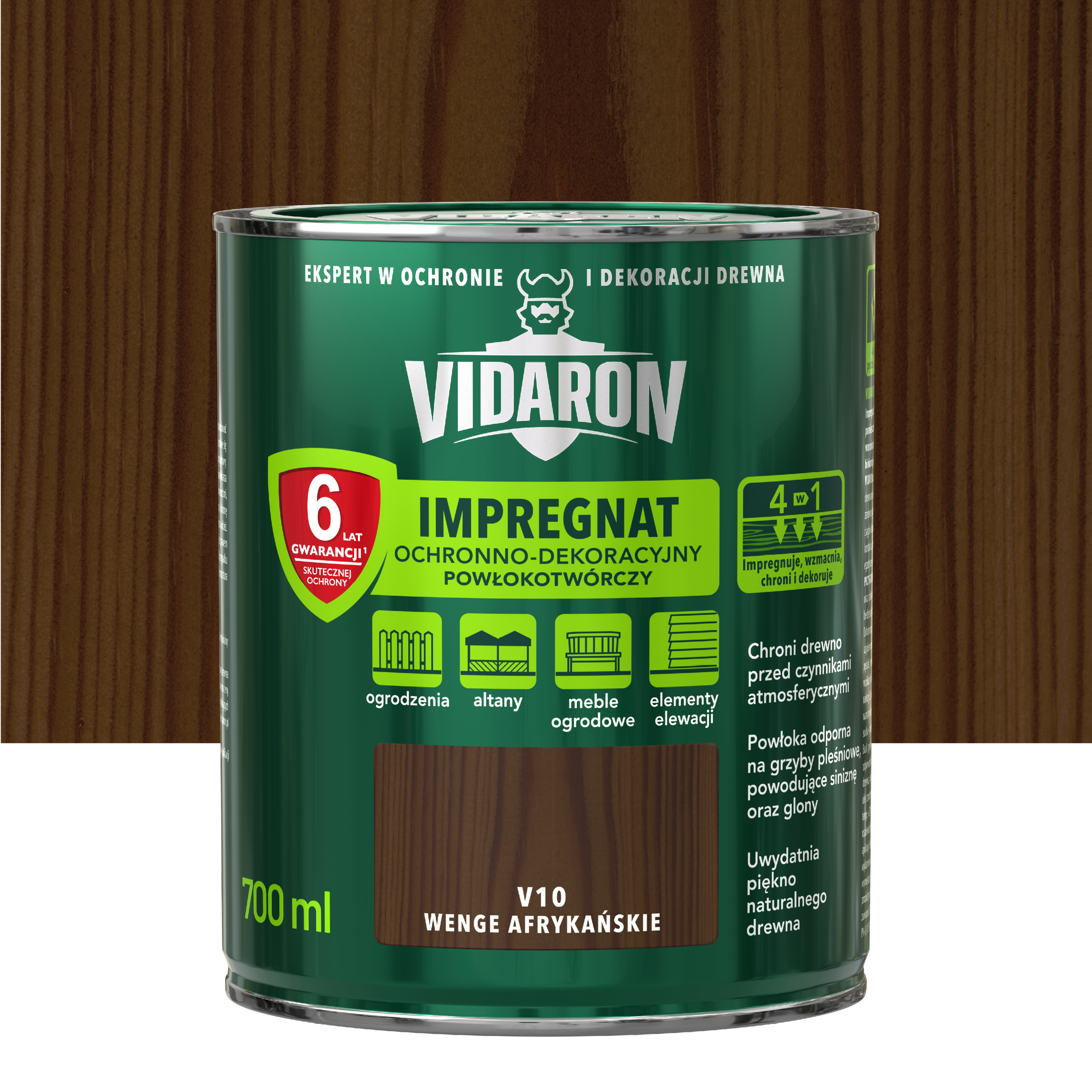 Impregnat do drewna POWŁOKOTWÓRCZY 0.7 l Wenge afrykański VIDARON