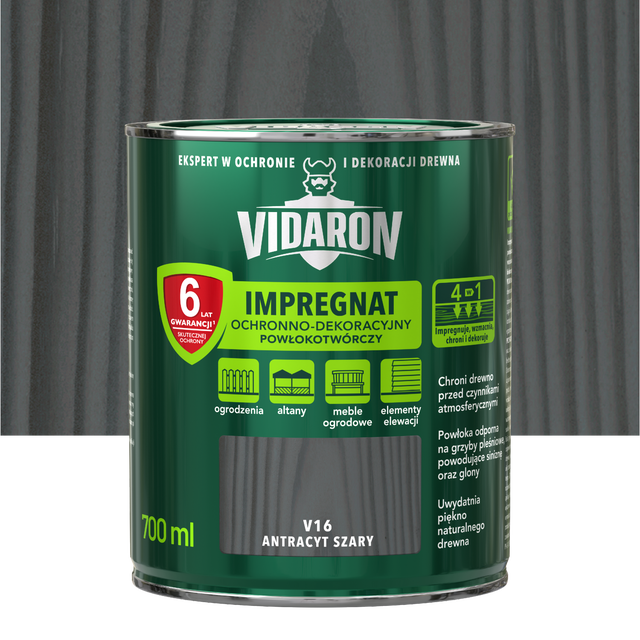Impregnat do drewna powłokotwórczy 0.7 l Antracyt szary Vidaron