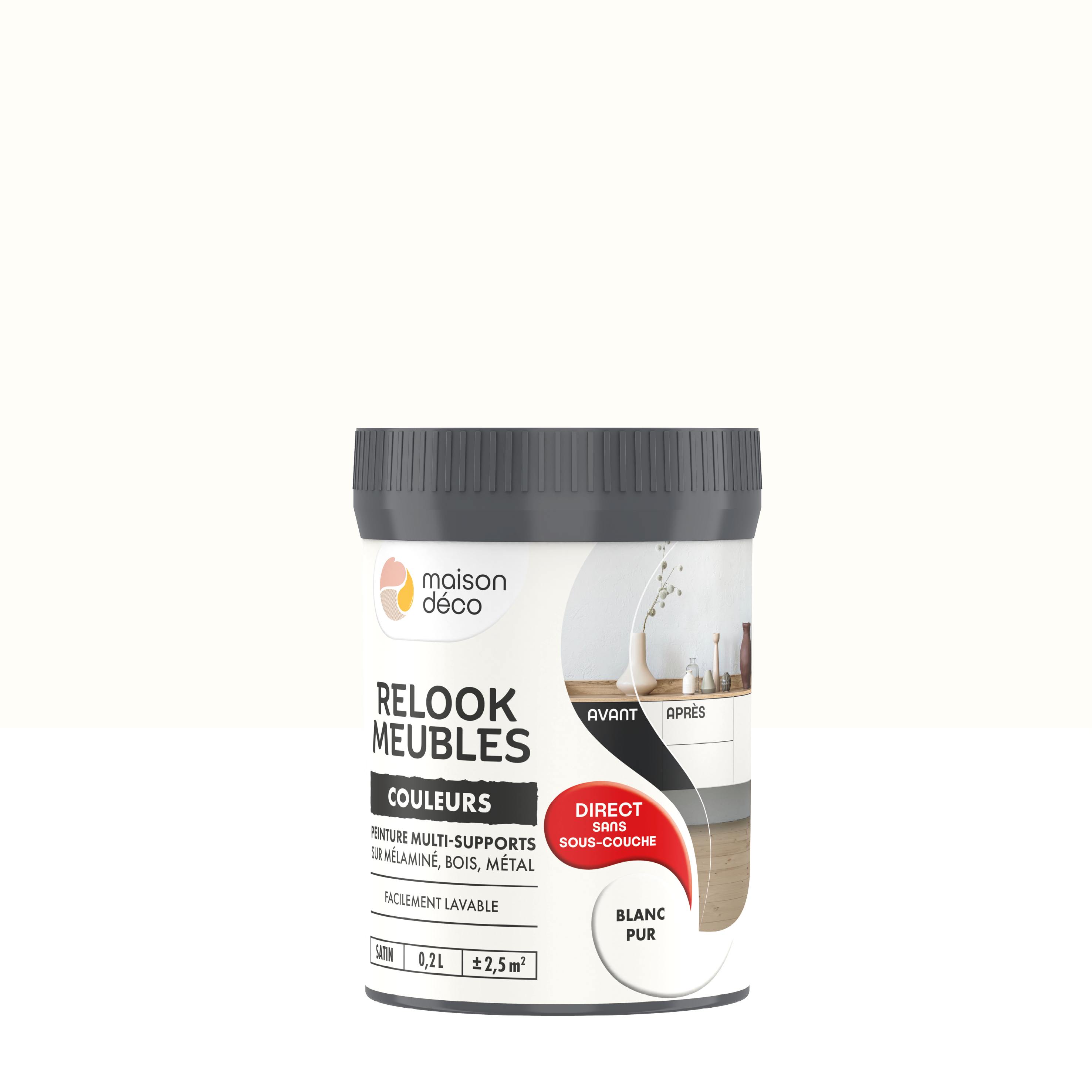 Peinture Relook meuble MAISON DECO blanc pur satin 200 ml | Leroy Merlin